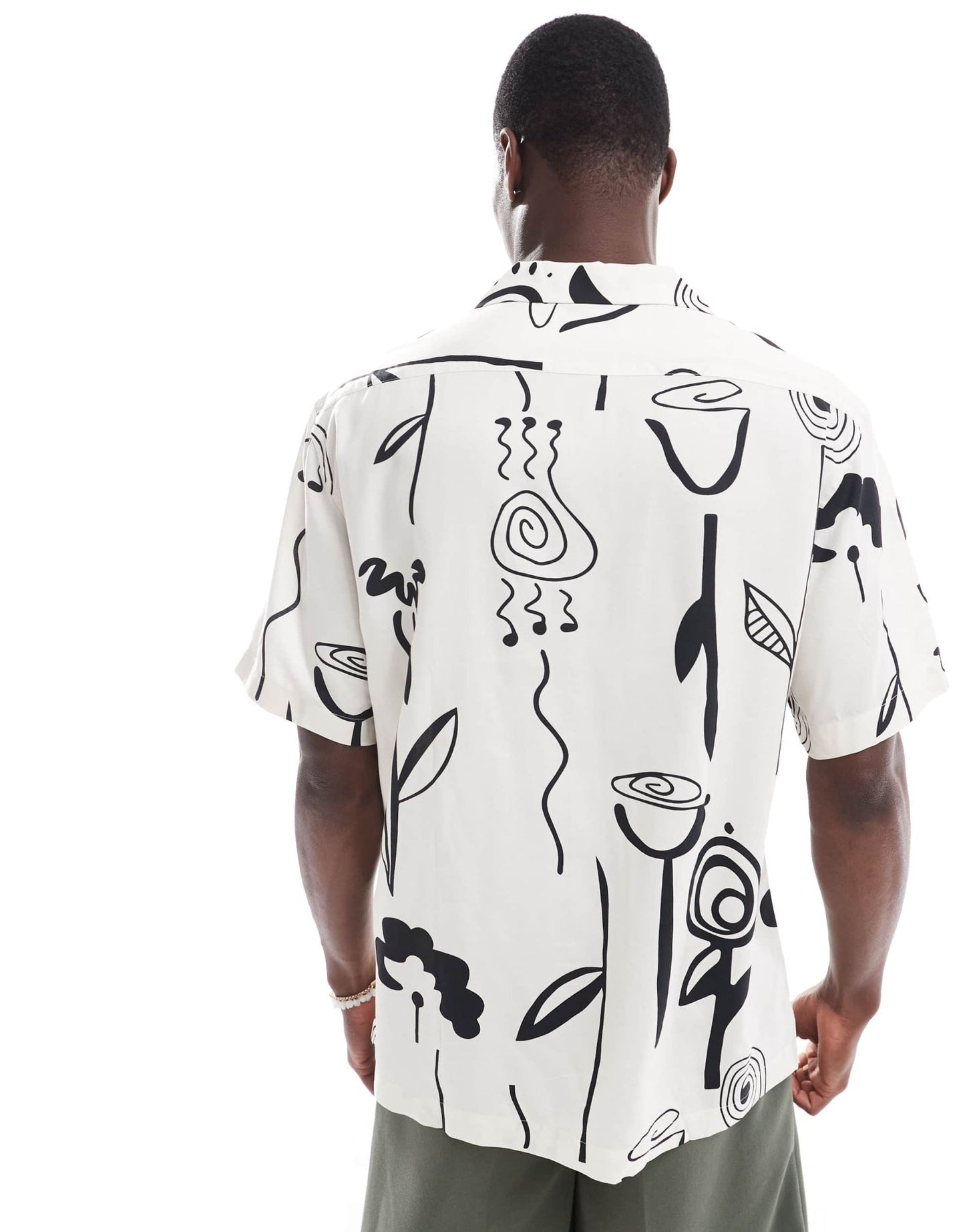 Selected oversized revere collar shirt with art print in white - ASOS Sample Sale EU Store