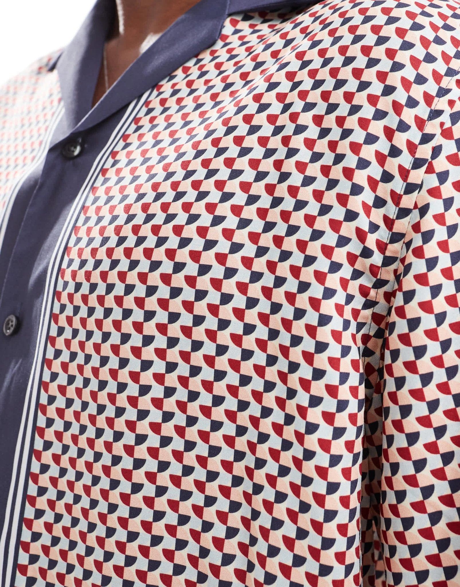 Selected oversized revere collar shirt with boarder print in navy - ASOS Sample Sale EU Store