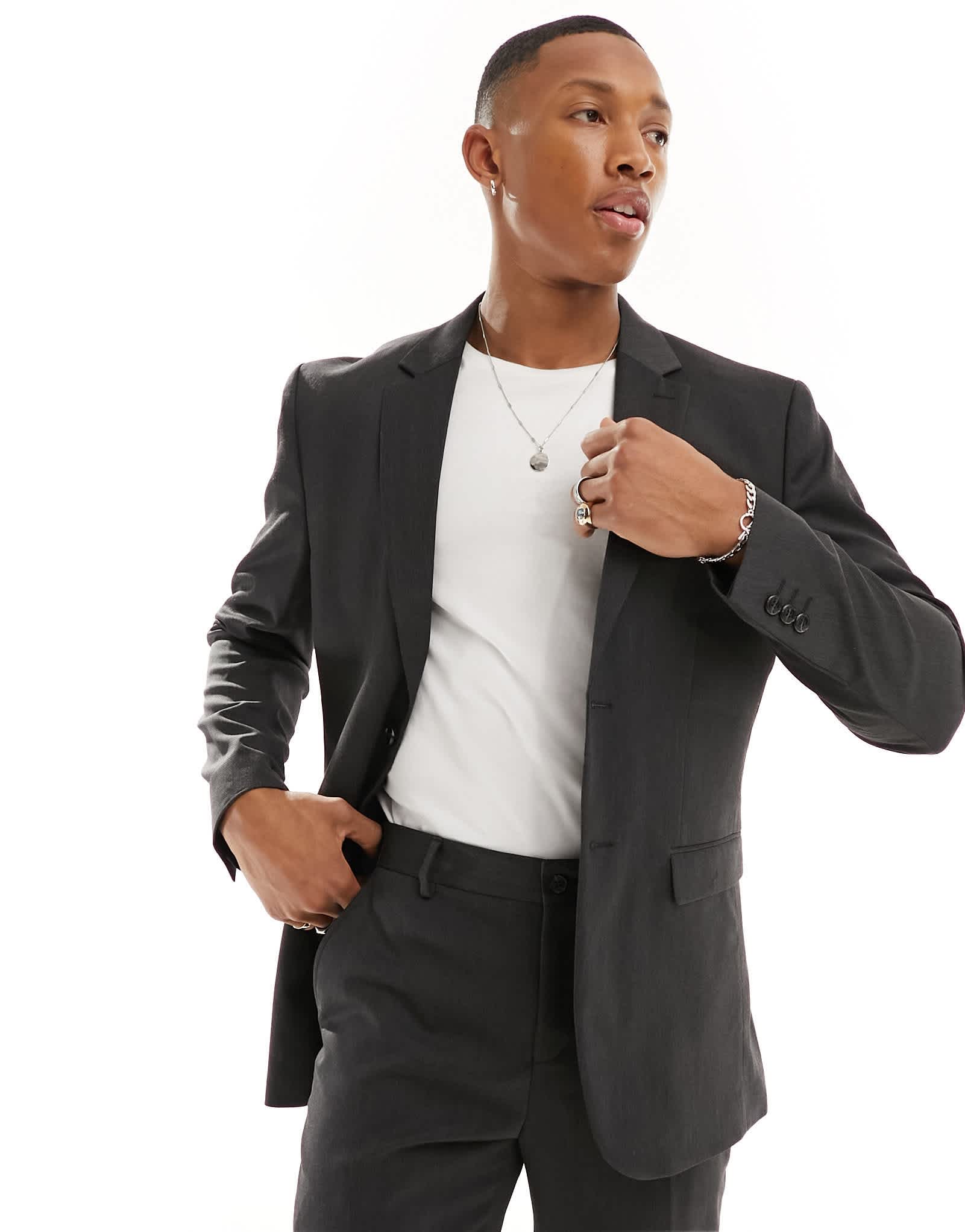 Selected slim fit suit jacket in grey - ASOS Sample Sale EU Store