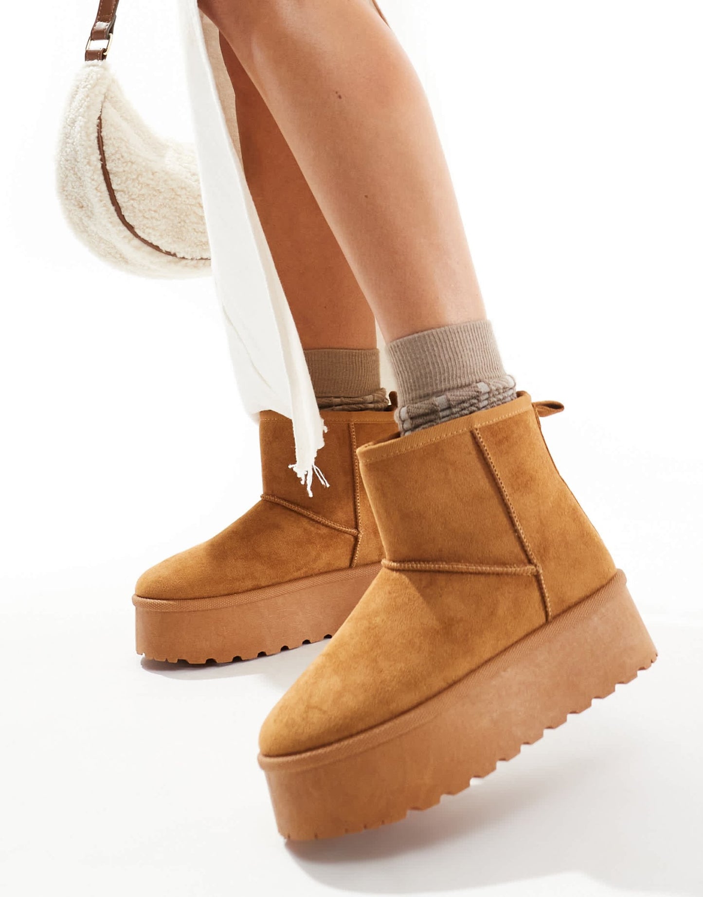 SEQWL flatform boots in tan - ASOS Sample Sale EU Store