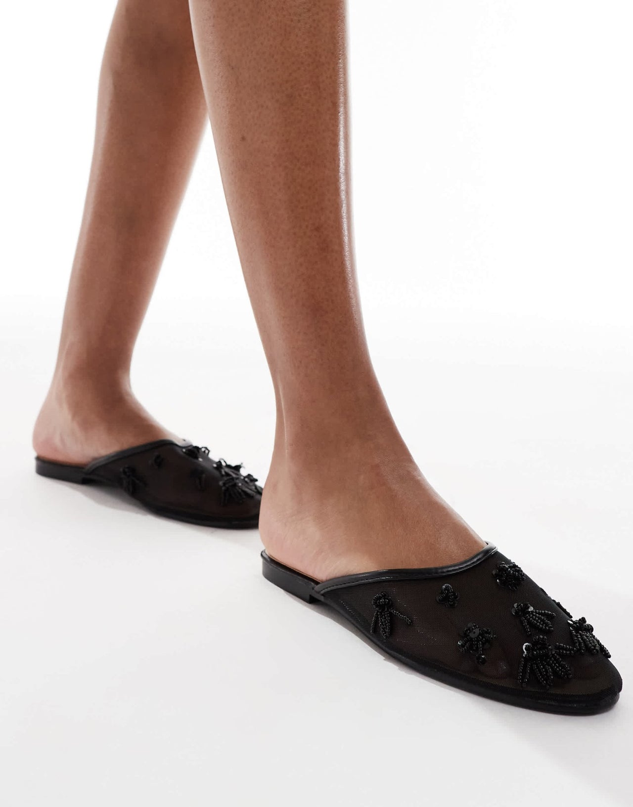 SEQWL XY embellished sandals in mesh black - ASOS Sample Sale EU Store
