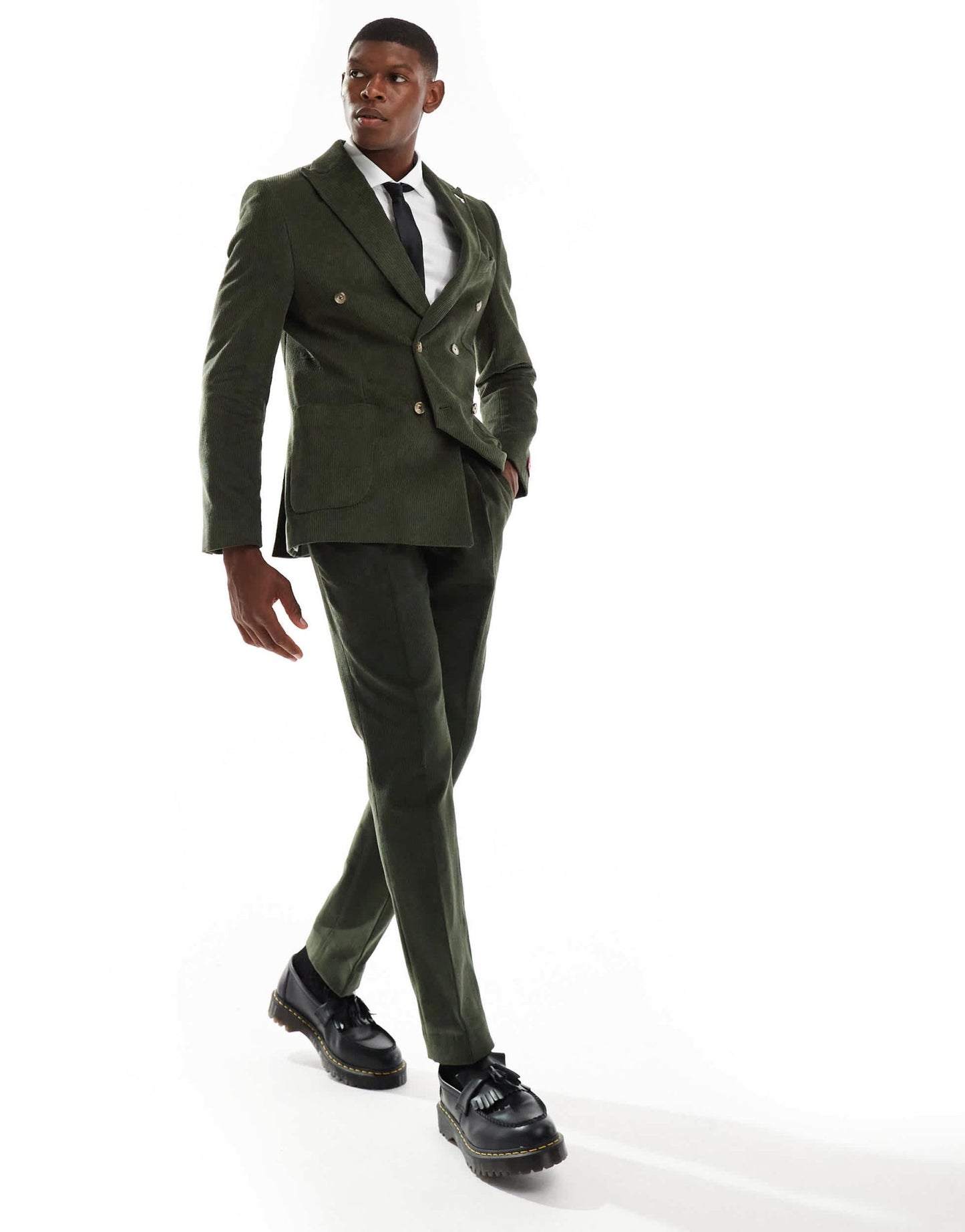 Shelby and Sons cord double breasted slim blazer co - ord in khaki - ASOS Sample Sale EU Store
