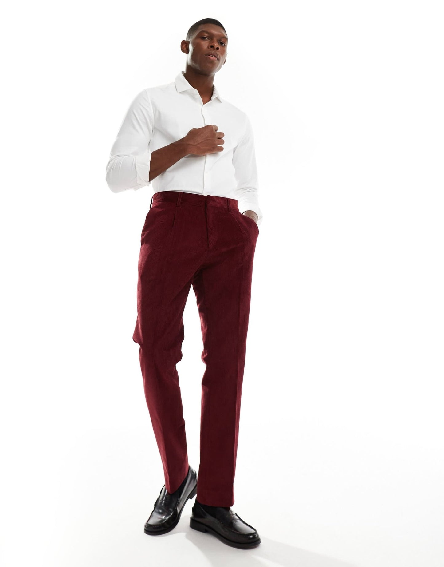 Shelby and Sons slim tailored cord trouser in deep red co - ord - ASOS Sample Sale EU Store