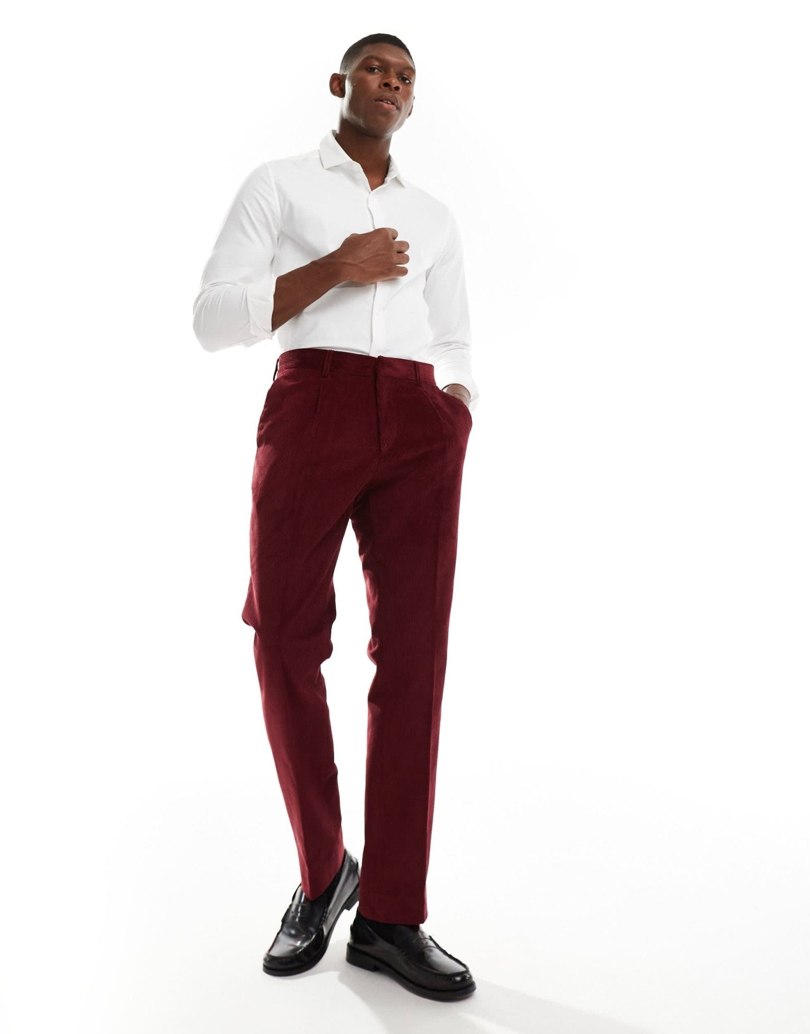 Shelby and Sons slim tailored cord trouser in deep red co - ord - ASOS Sample Sale EU Store