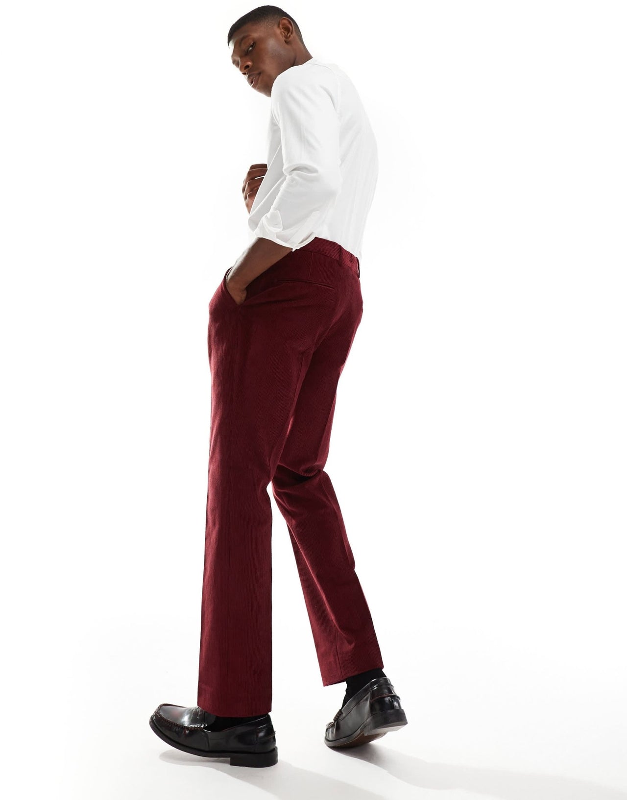 Shelby and Sons slim tailored cord trouser in deep red co - ord - ASOS Sample Sale EU Store