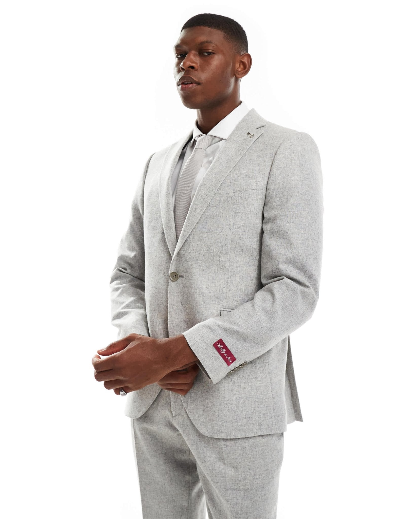 Shelby and Sons tailored slim blazer in light grey co - ord - ASOS Sample Sale EU Store