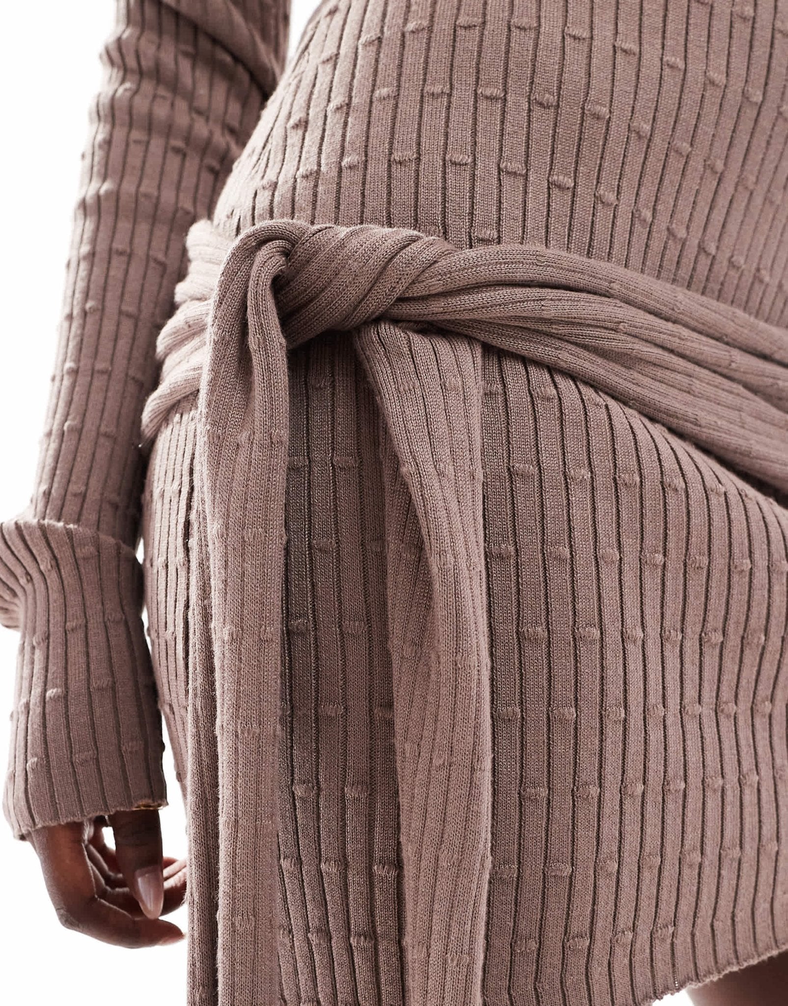 Simmi knitted mini dress with drape detail in brown - ASOS Sample Sale EU Store