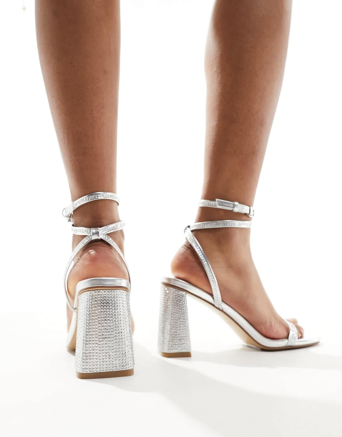 Simmi London Bolt block heeled sandal in embellished silver - ASOS Sample Sale EU Store