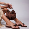 Simmi London Char bow detail flat sandals in chocolate