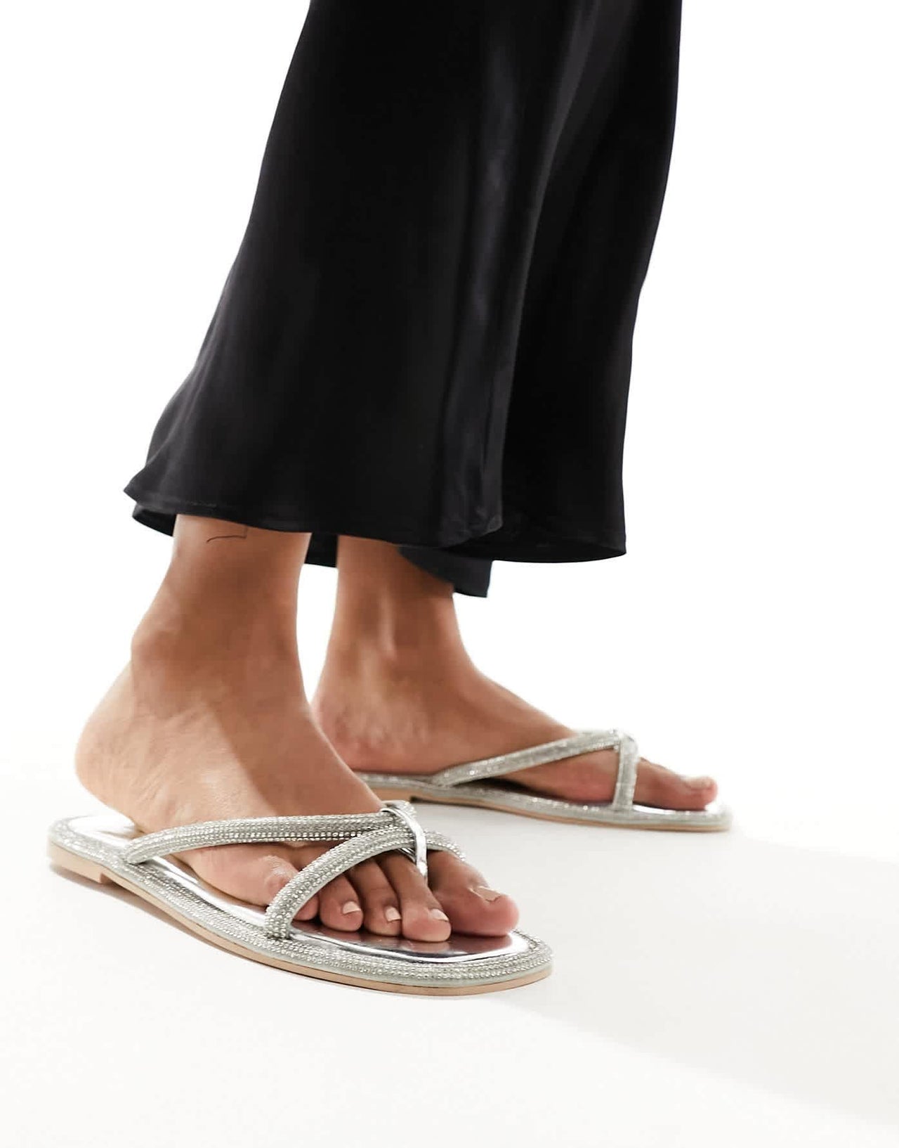 Simmi London Florai strappy flat sandal in silver - ASOS Sample Sale EU Store