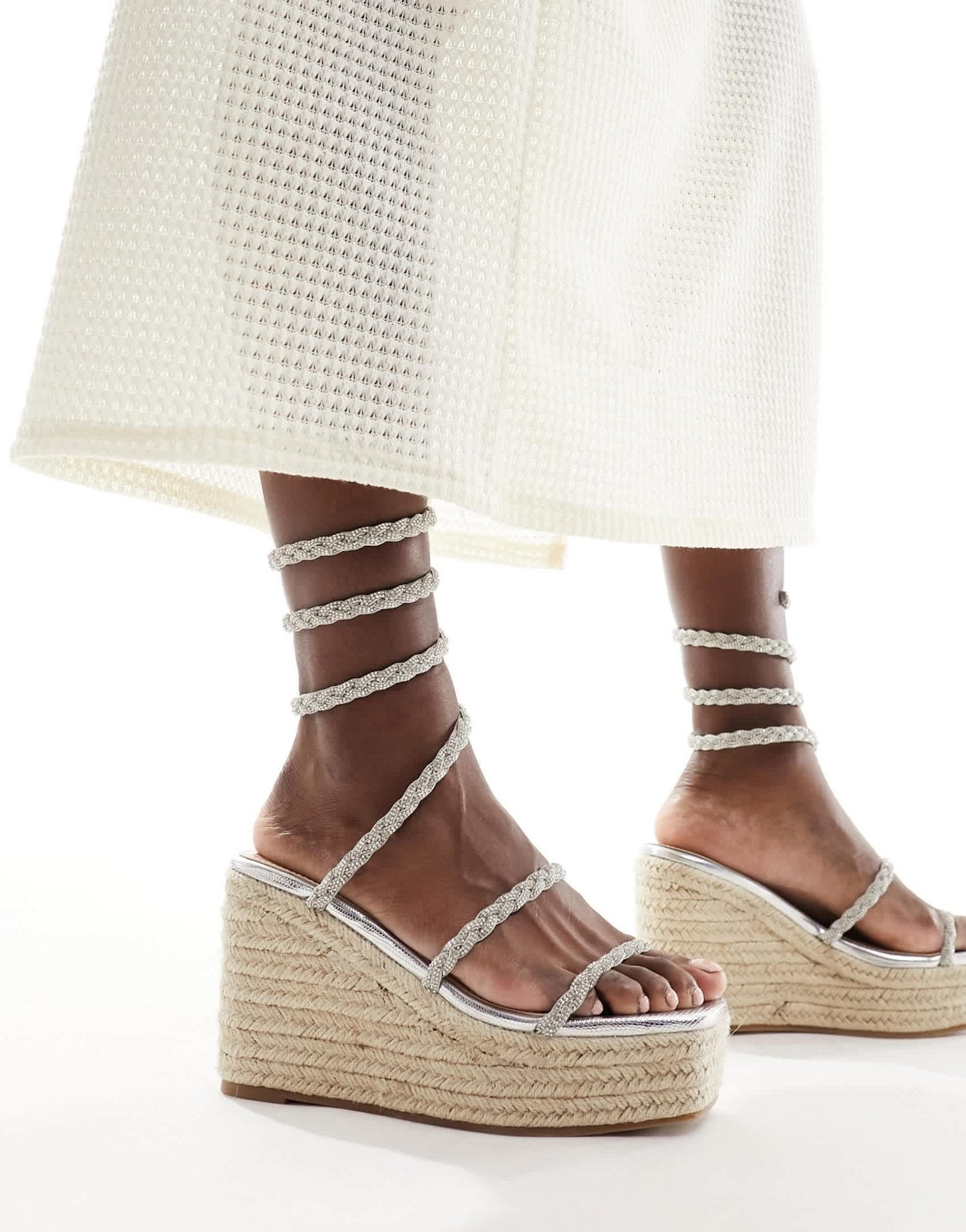 Simmi London Simona embellished espadrille in silver - ASOS Sample Sale EU Store