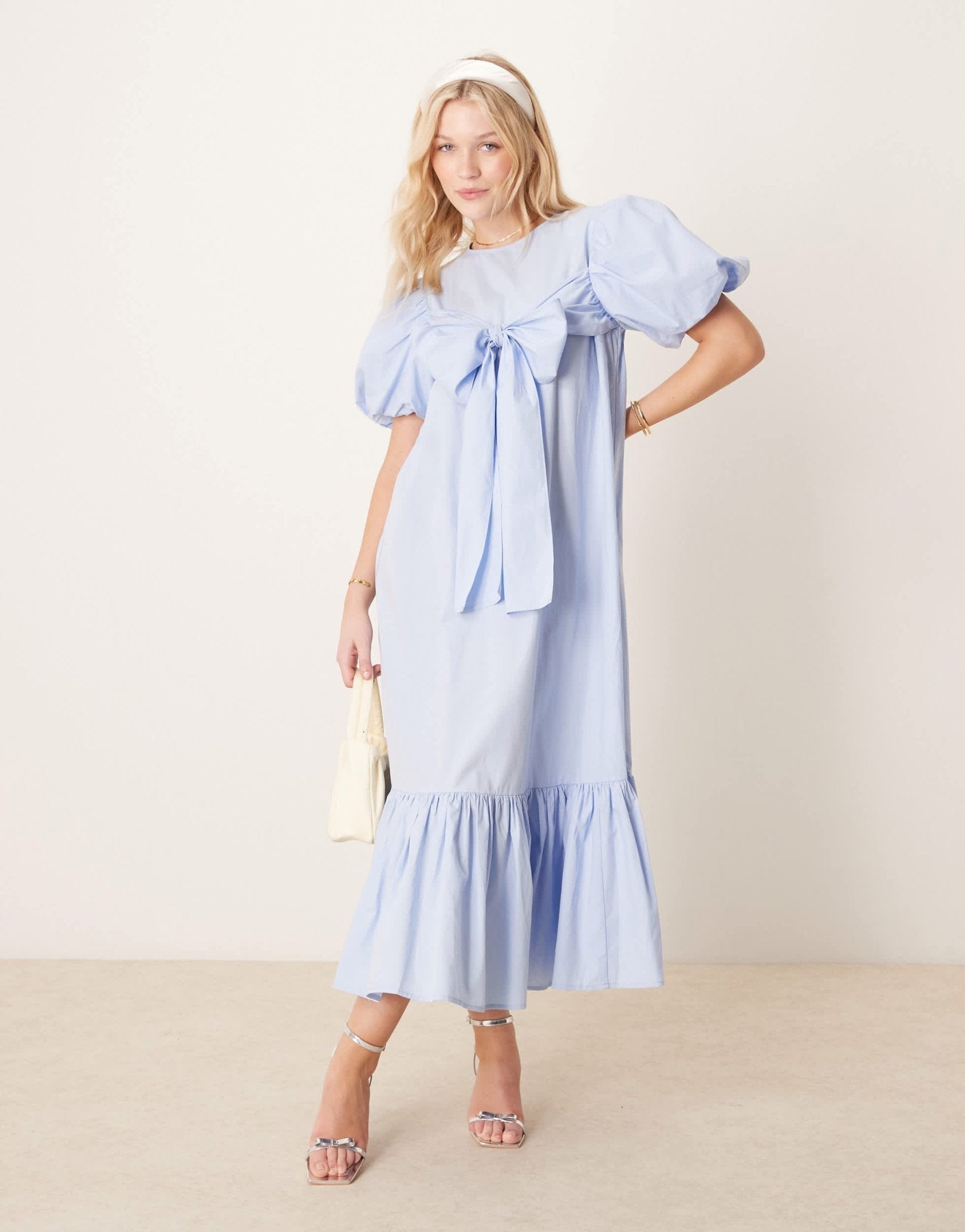 Sister Jane oversized bow midi dress in light blue - ASOS Sample Sale EU Store