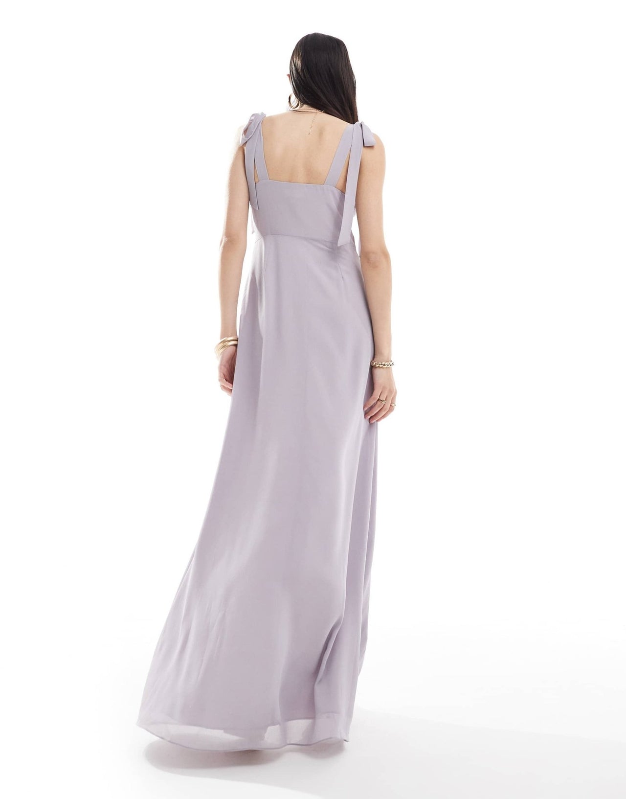 Six Stories Bridesmaid bow shoulder chiffon maxi dress in lilac - ASOS Sample Sale EU Store