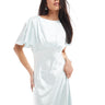 Six Stories Bridesmaid empire waist satin maxi dress in ice blue