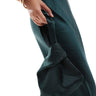 Six Stories Bridesmaid satin co-ord pouch bag in emerald