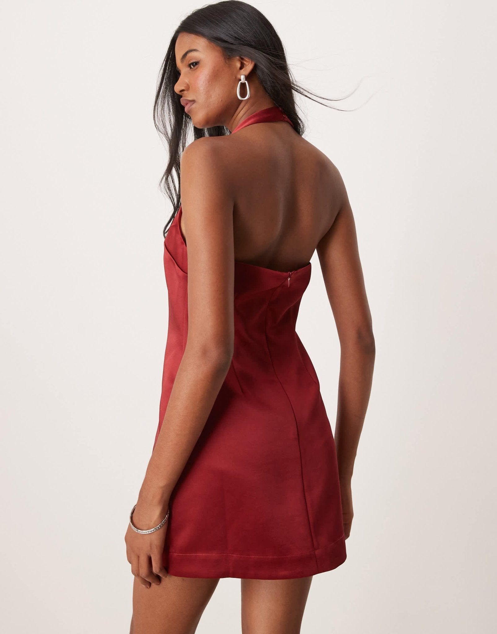 Six Stories satin mini shift dress in ruby red - ASOS Sample Sale EU Store