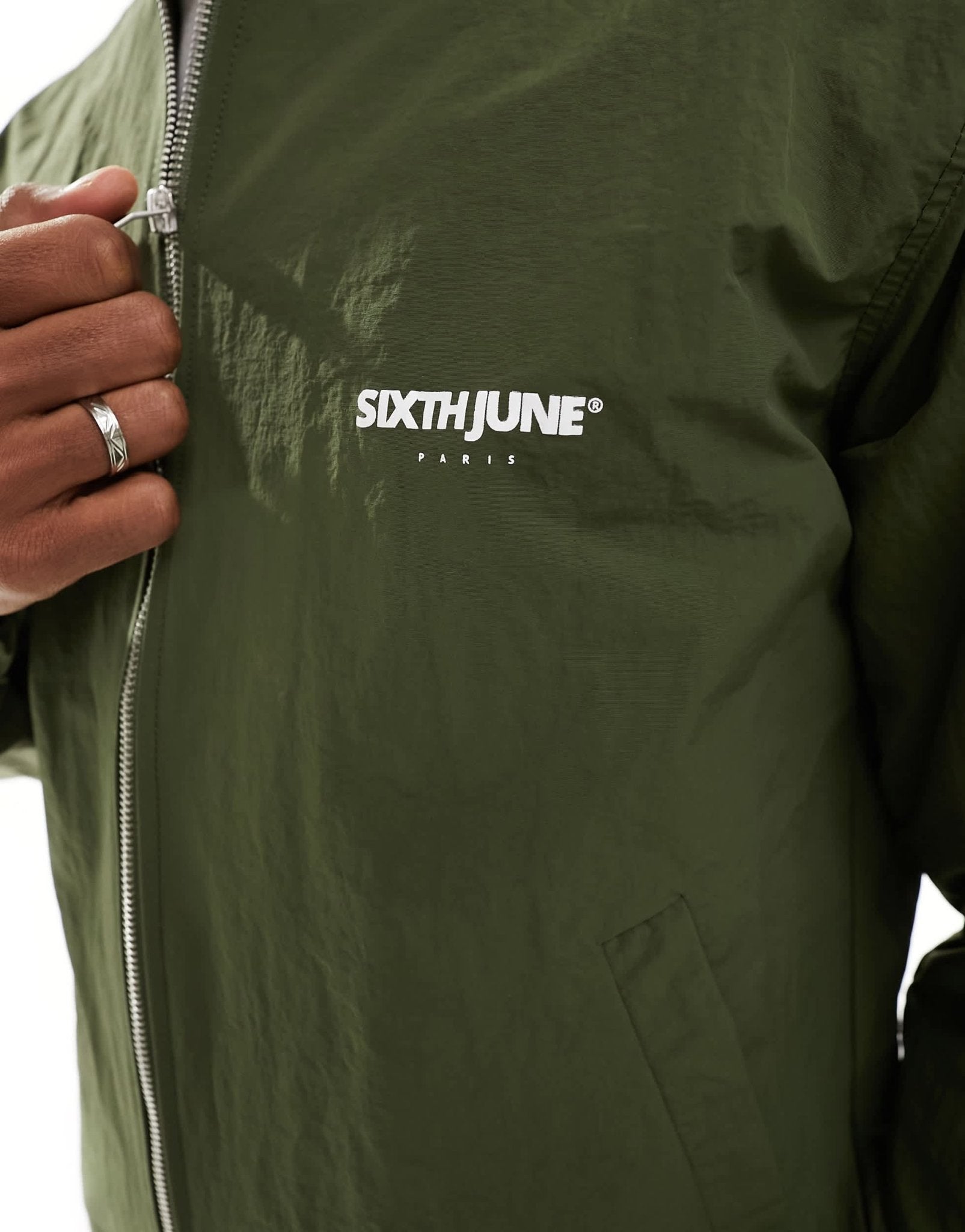 Sixth June co - ord nylon track jacket in khaki - ASOS Sample Sale EU Store