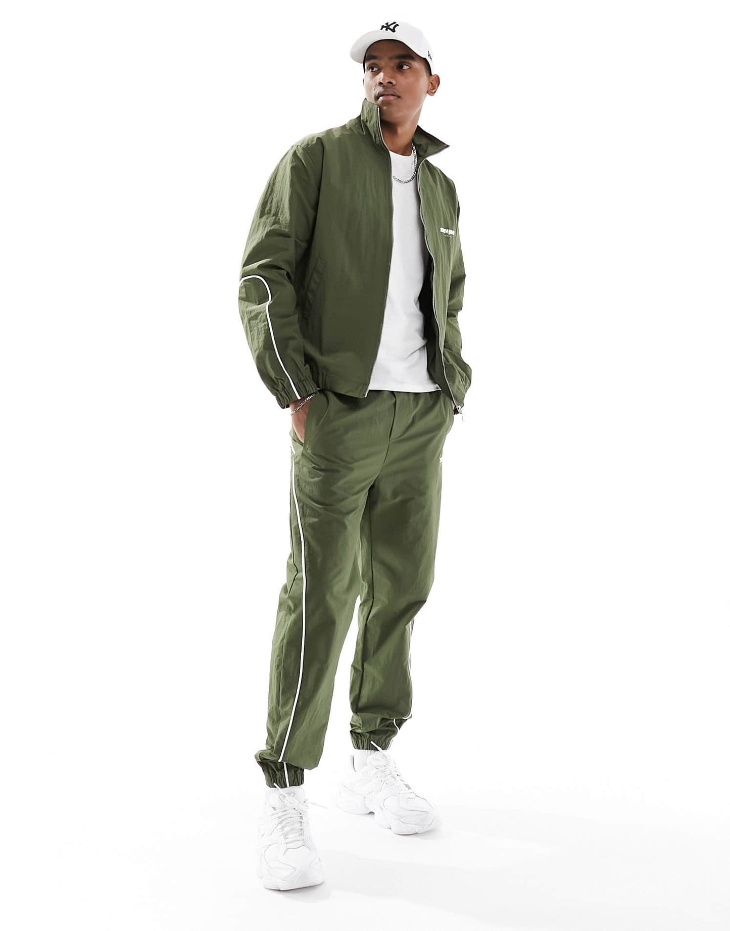 Sixth June co - ord nylon track jacket in khaki - ASOS Sample Sale EU Store