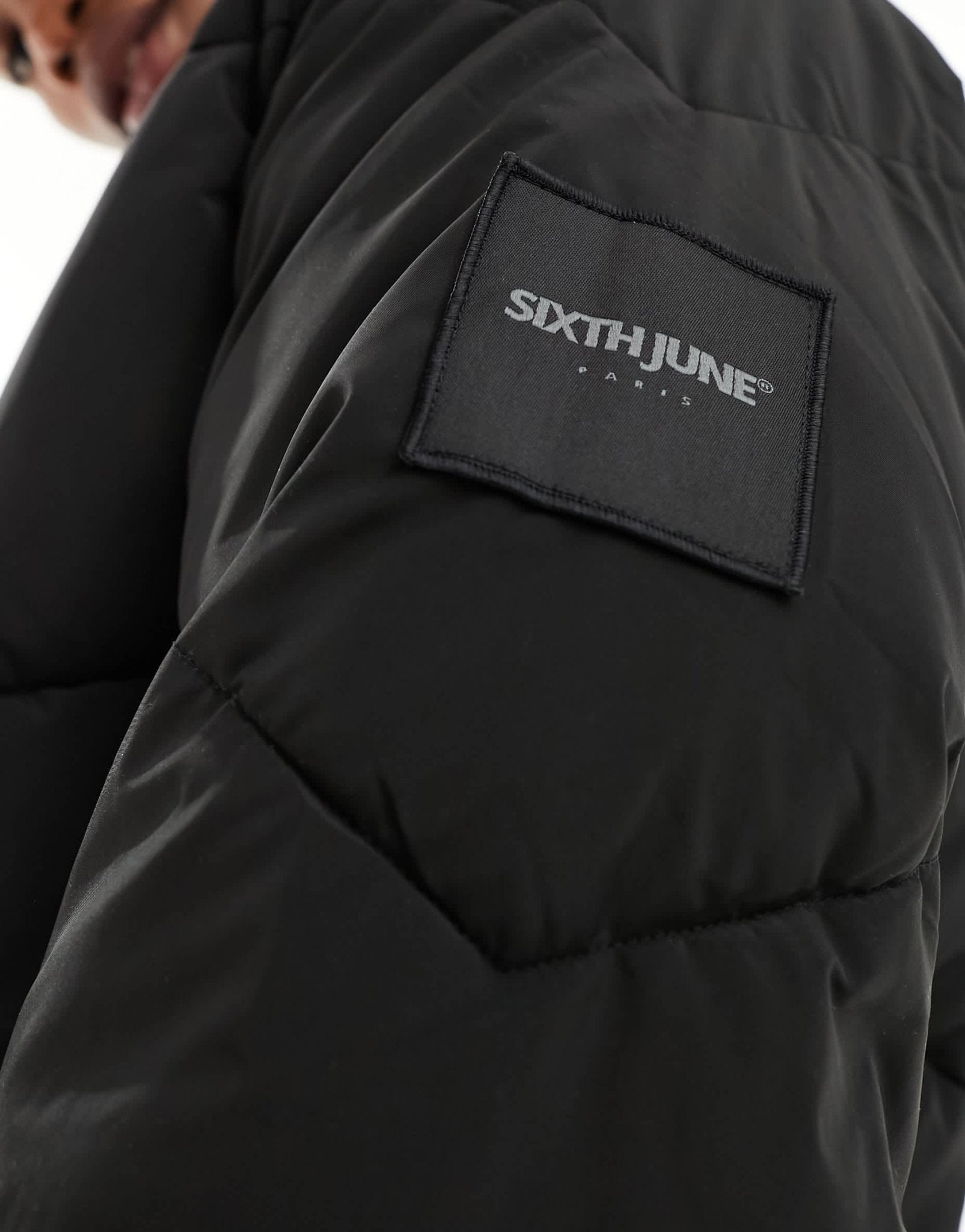 Sixth June logo puffer jacket in black - ASOS Sample Sale EU Store