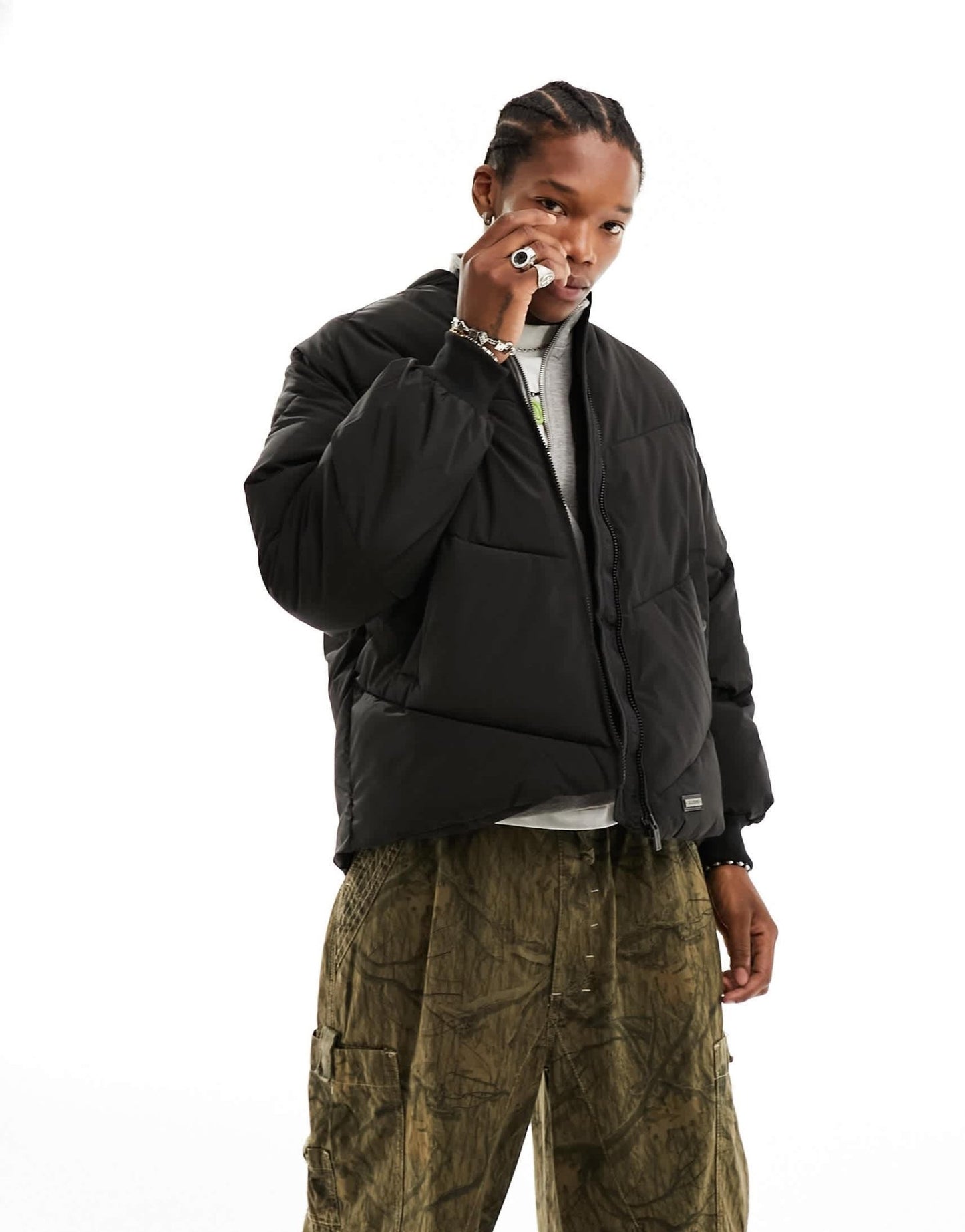 Sixth June logo puffer jacket in black - ASOS Sample Sale EU Store