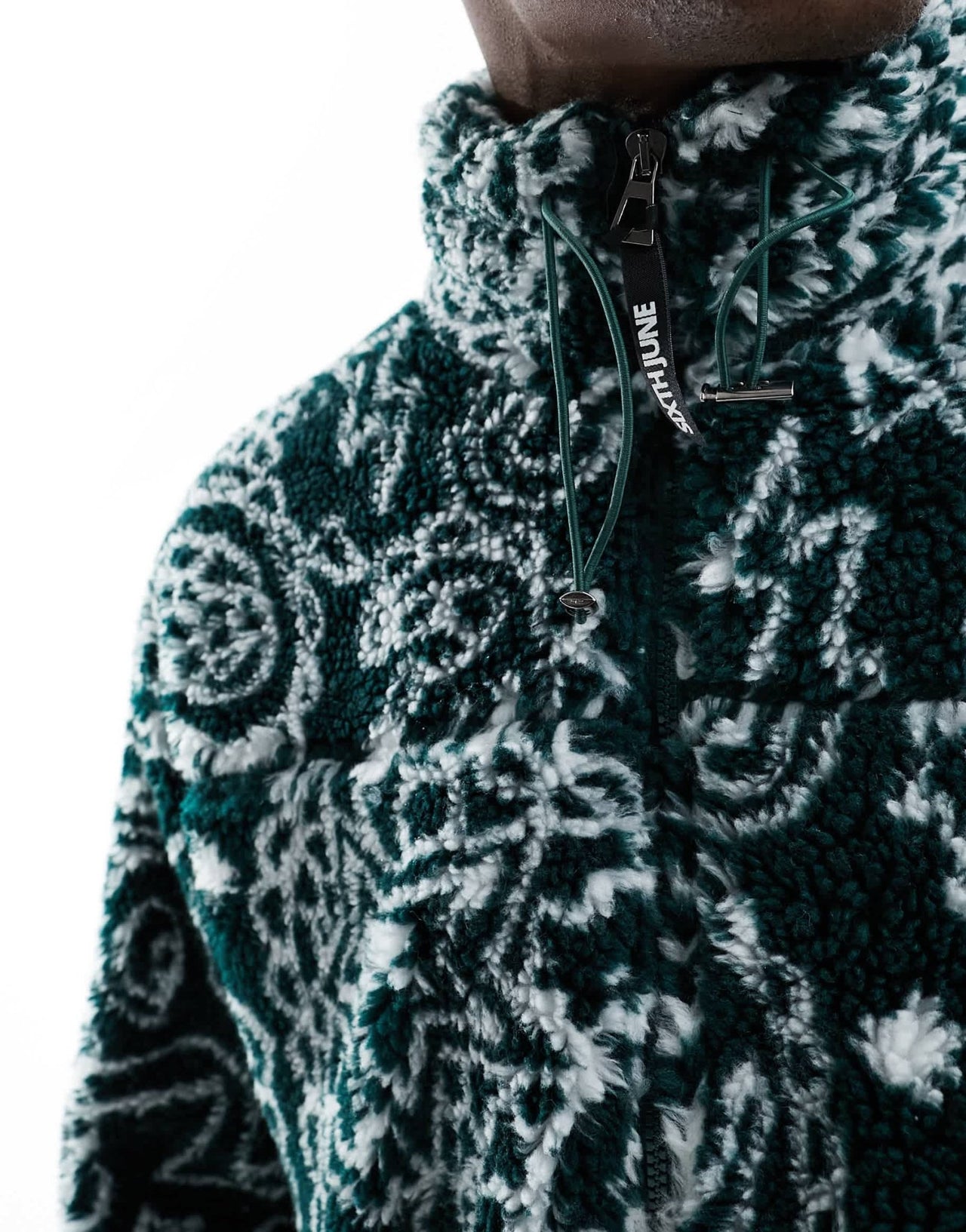 Sixth June paisley sherpa jacket in green - ASOS Sample Sale EU Store