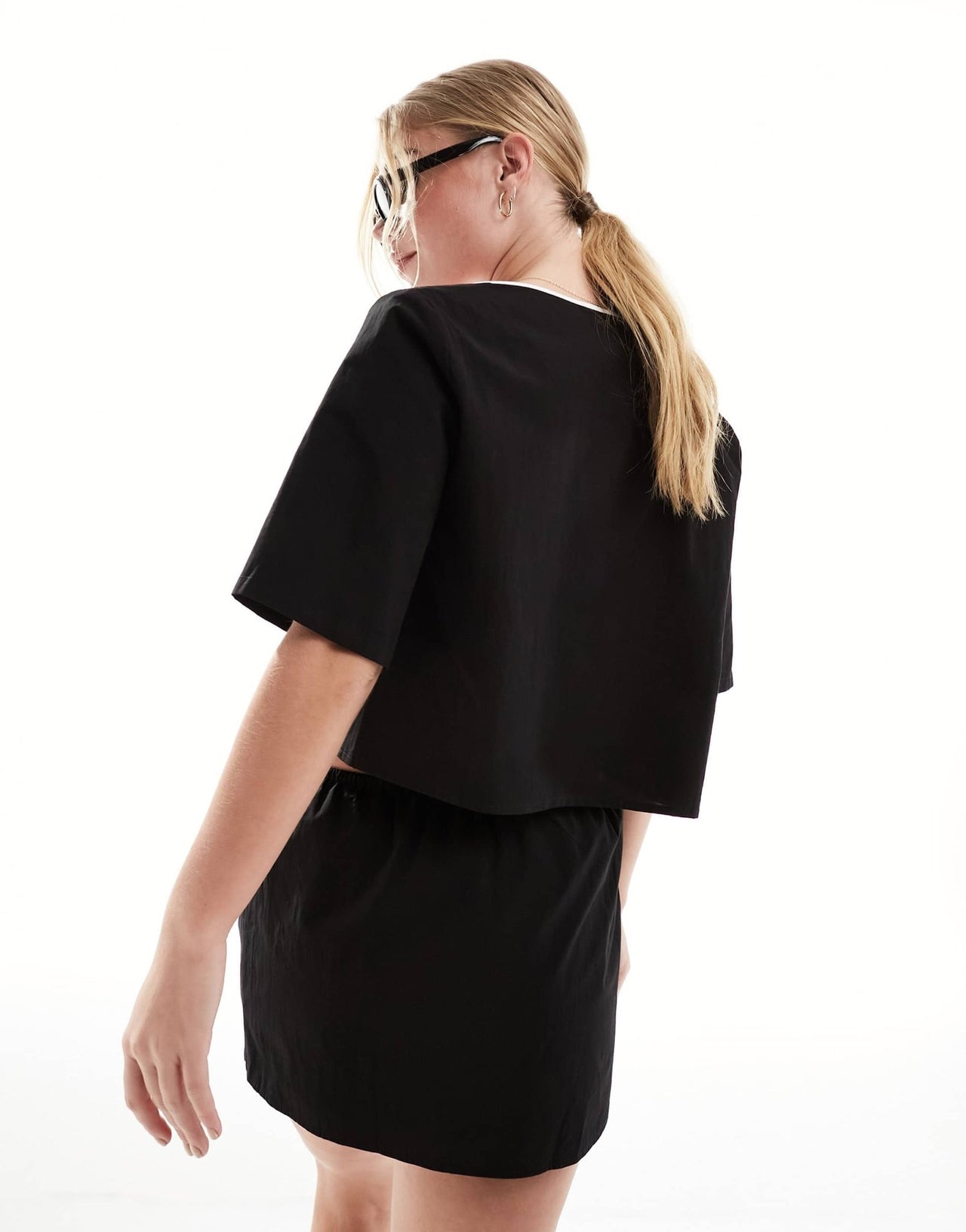 SNDYS contrast tie detail top co - ord in black - ASOS Sample Sale EU Store