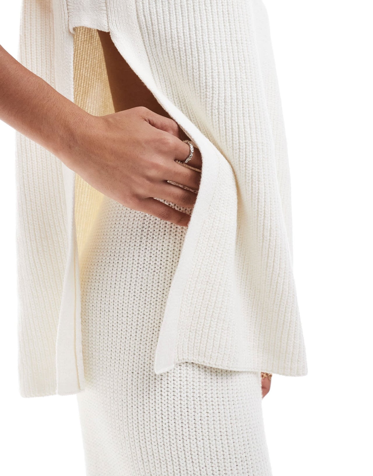 SNDYS cotton knitted wide leg trousers co - ord in white - ASOS Sample Sale EU Store