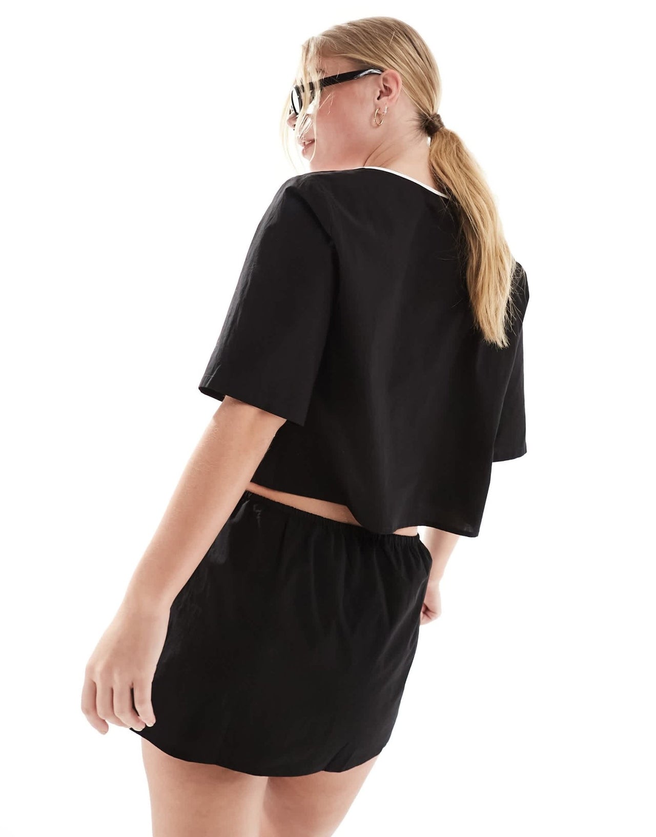 SNDYS cotton side split mini skirt co - ord in black - ASOS Sample Sale EU Store