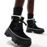 Sorel Torino V WP waterproof fleece lined faux fur leather snow boots in black and fawn