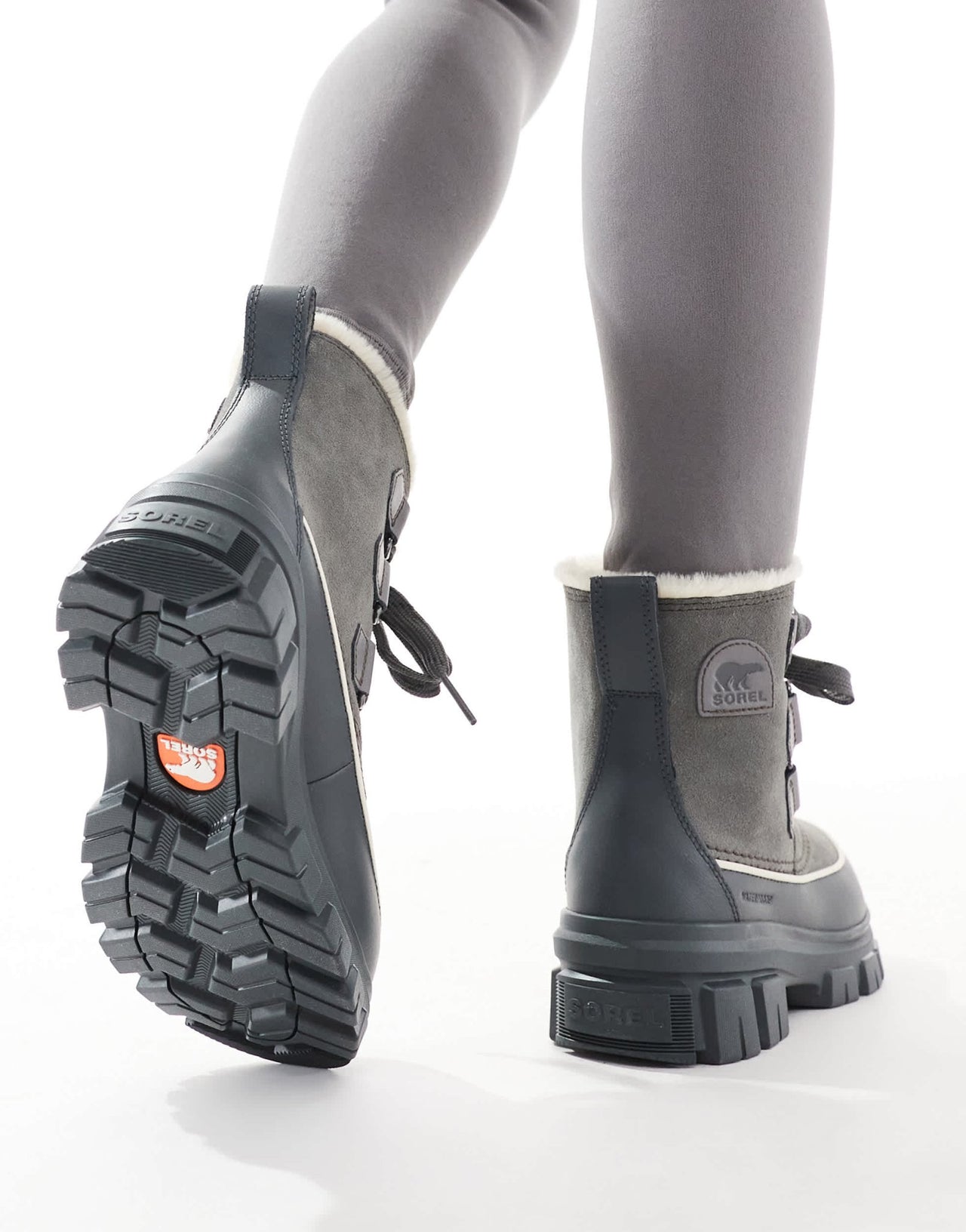 Sorel Torino V WP waterproof fleece lined faux fur leather snow boots in quarry and grill grey - ASOS Sample Sale EU Store