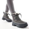 Sorel Torino V WP waterproof fleece lined faux fur leather snow boots in quarry and grill grey