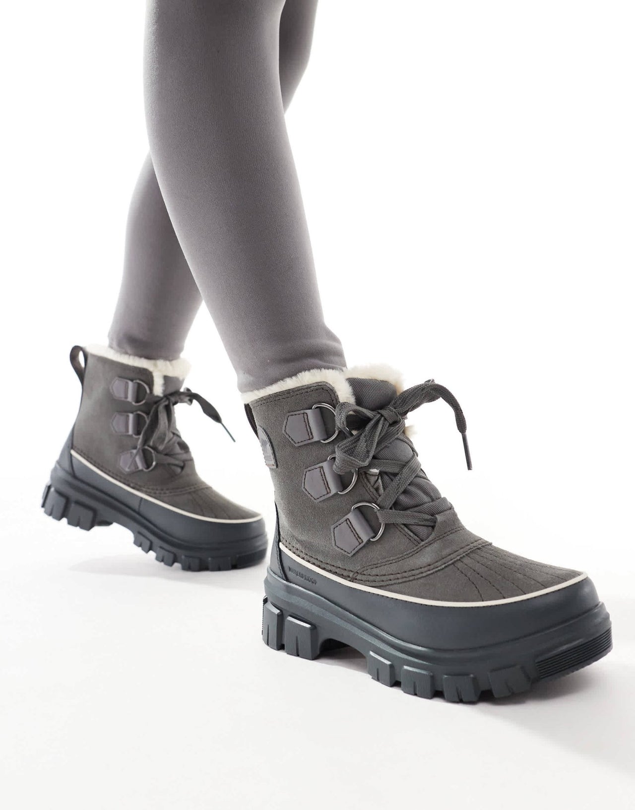 Sorel Torino V WP waterproof fleece lined faux fur leather snow boots in quarry and grill grey - ASOS Sample Sale EU Store