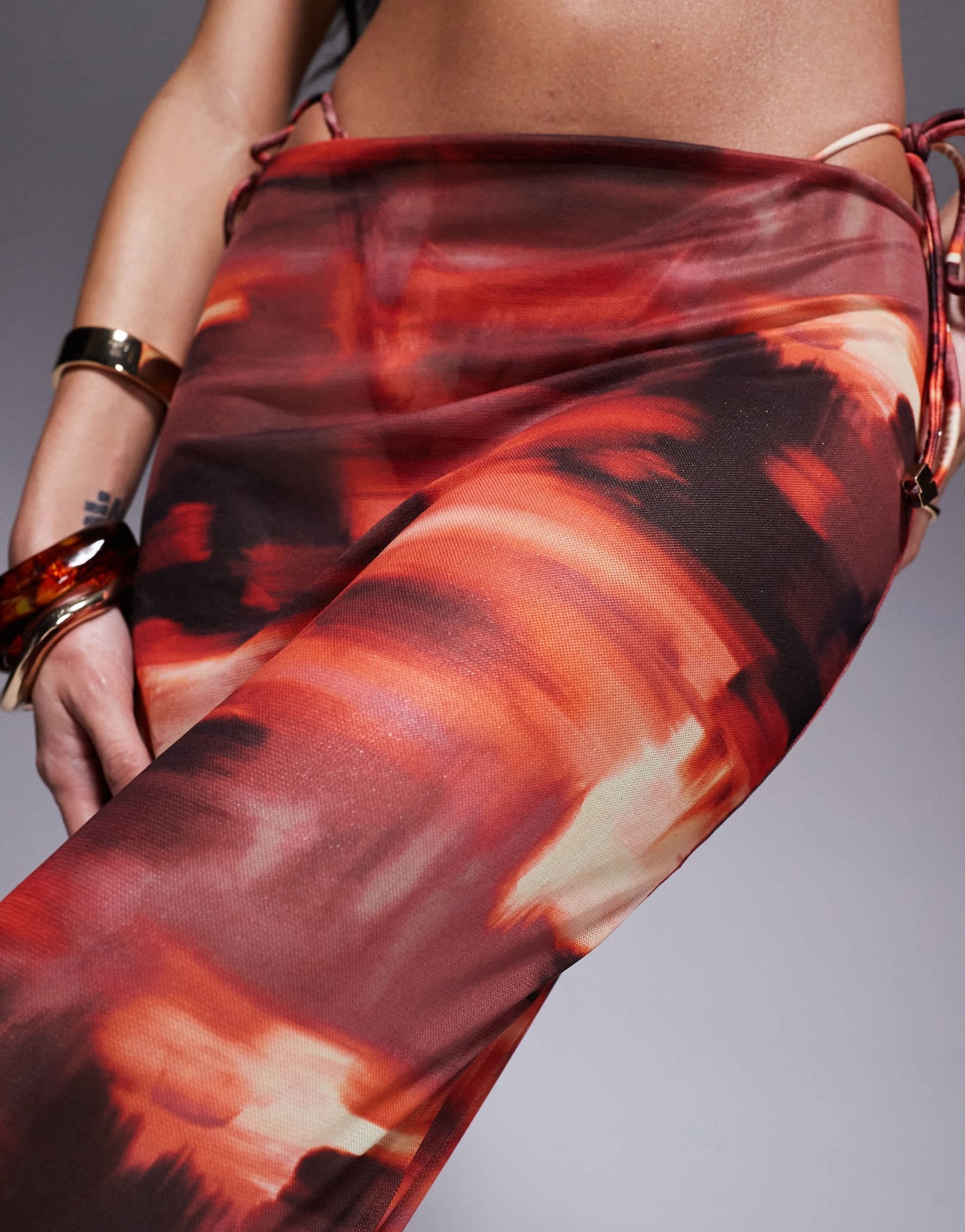 South Beach abstract print mesh maxi beach skirt in multi - ASOS Sample Sale EU Store