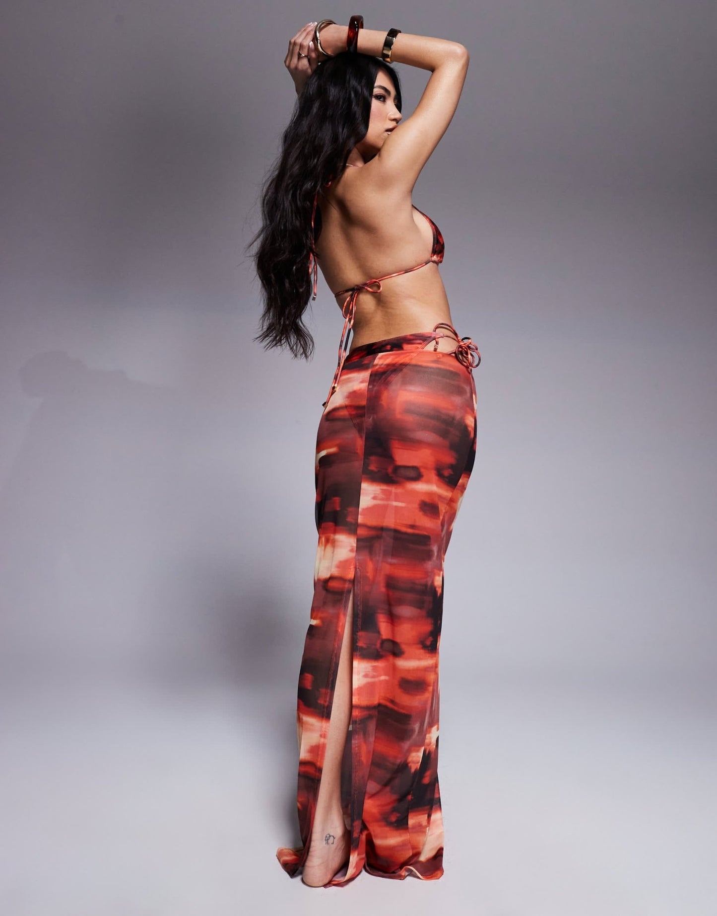 South Beach abstract print mesh maxi beach skirt in multi - ASOS Sample Sale EU Store