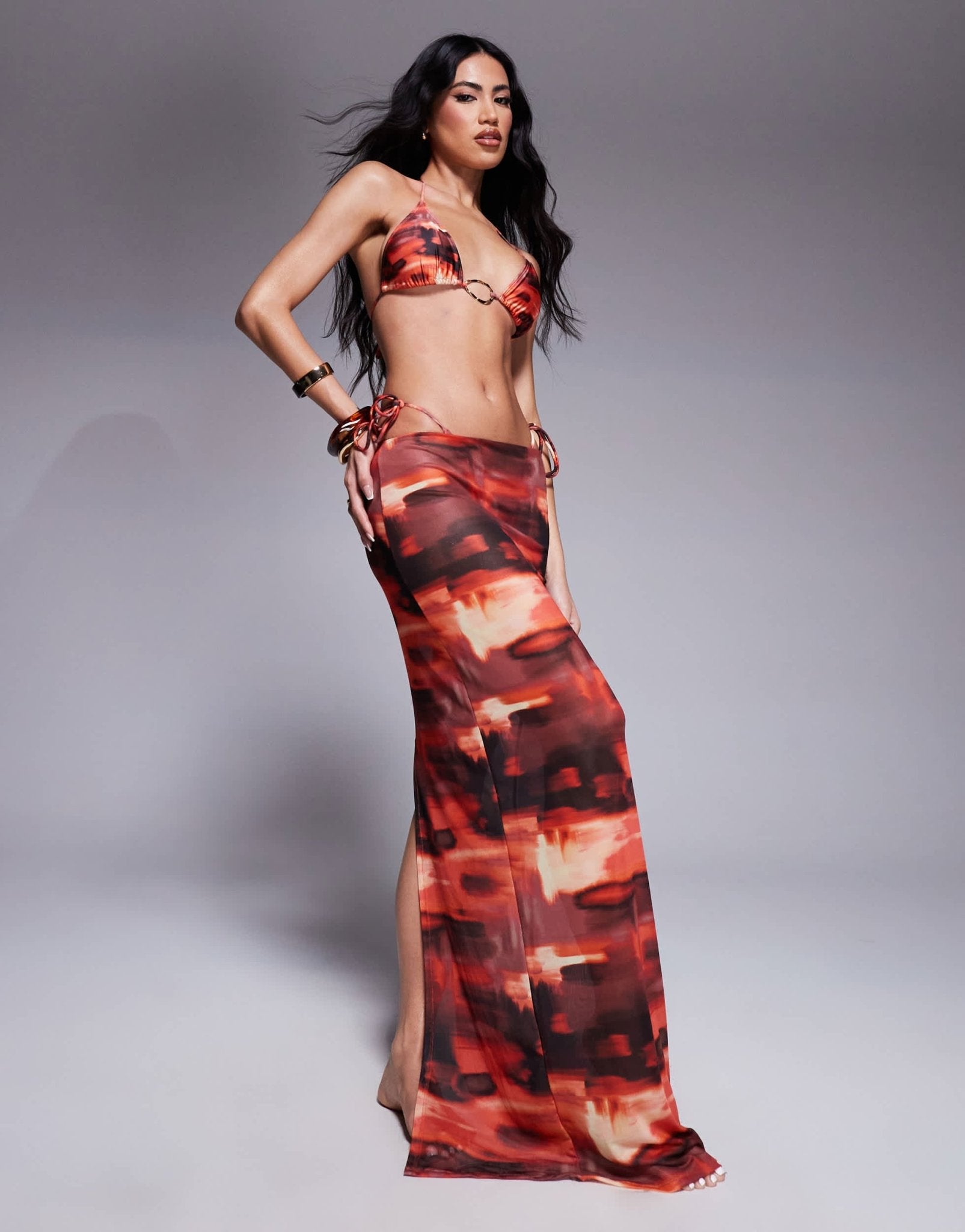South Beach abstract print mesh maxi beach skirt in multi - ASOS Sample Sale EU Store