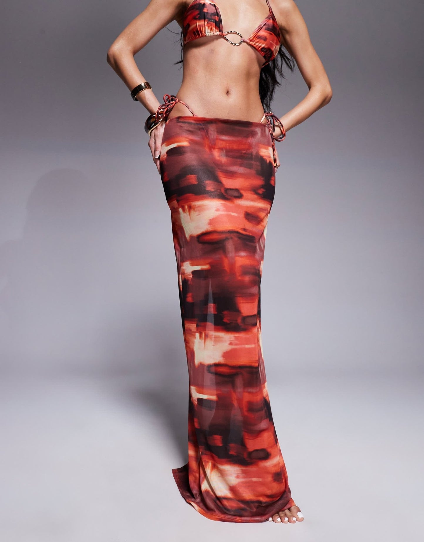 South Beach abstract print mesh maxi beach skirt in multi - ASOS Sample Sale EU Store