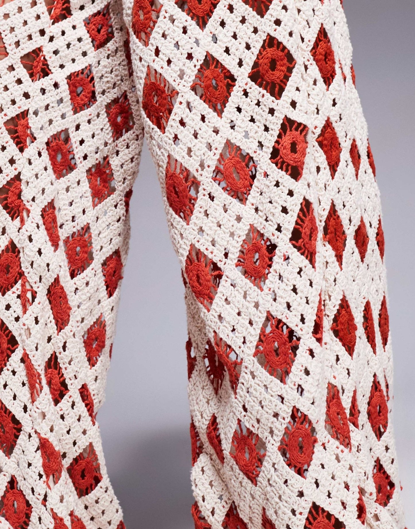 South Beach crochet beach trouser co - ord in cream and rust - ASOS Sample Sale EU Store