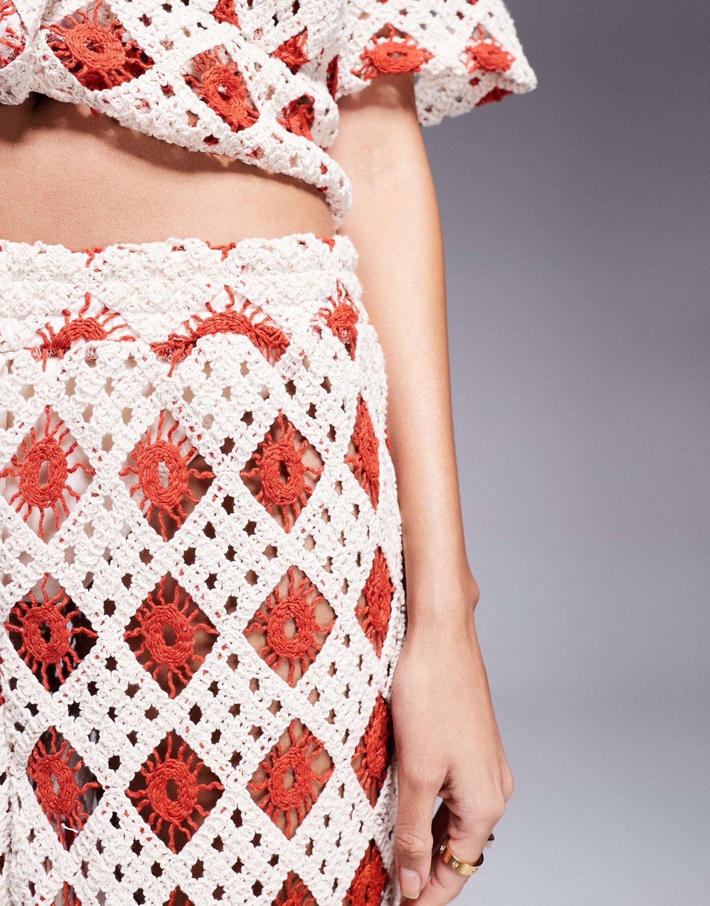 South Beach crochet beach trouser co - ord in cream and rust - ASOS Sample Sale EU Store