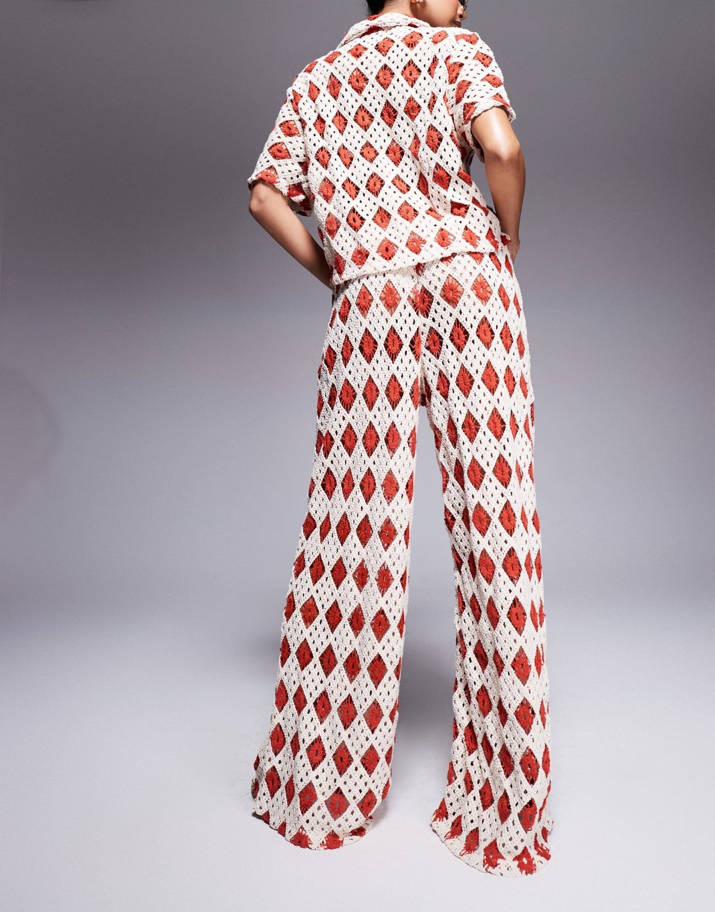 South Beach crochet beach trouser co - ord in cream and rust - ASOS Sample Sale EU Store