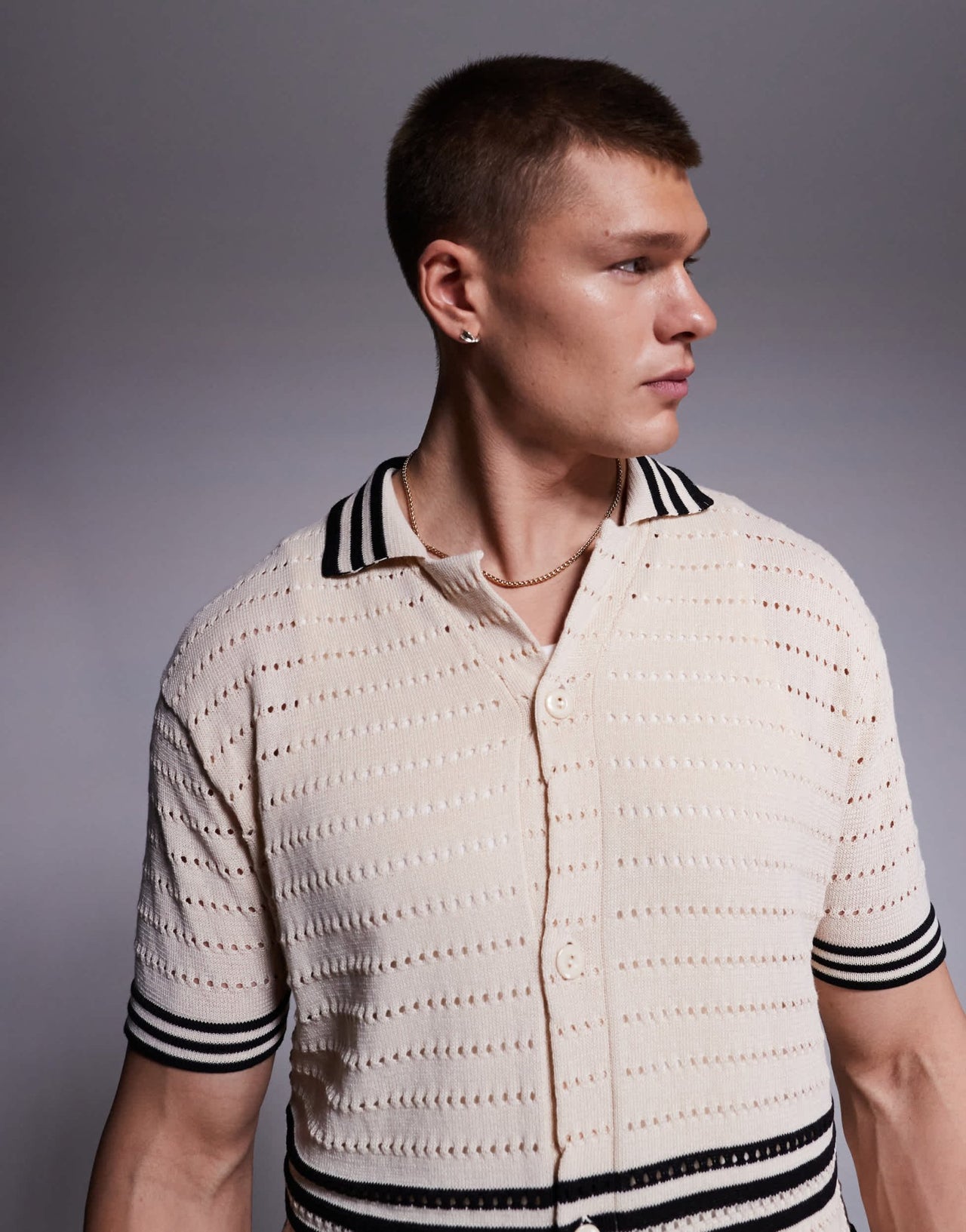 South Beach crochet short sleeve beach shirt in white and black - ASOS Sample Sale EU Store