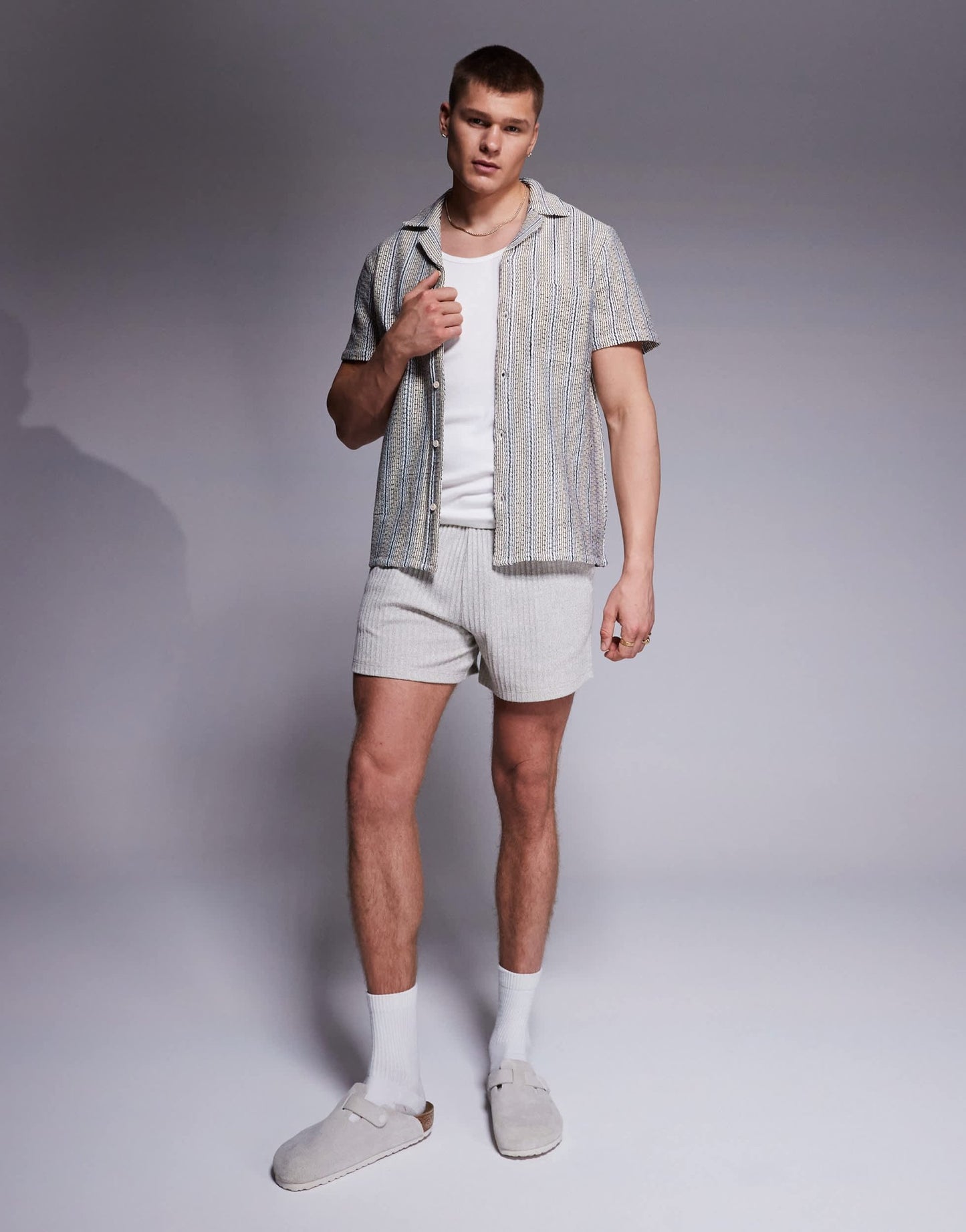 South Beach knitted short sleeve beach shirt in multi - ASOS Sample Sale EU Store