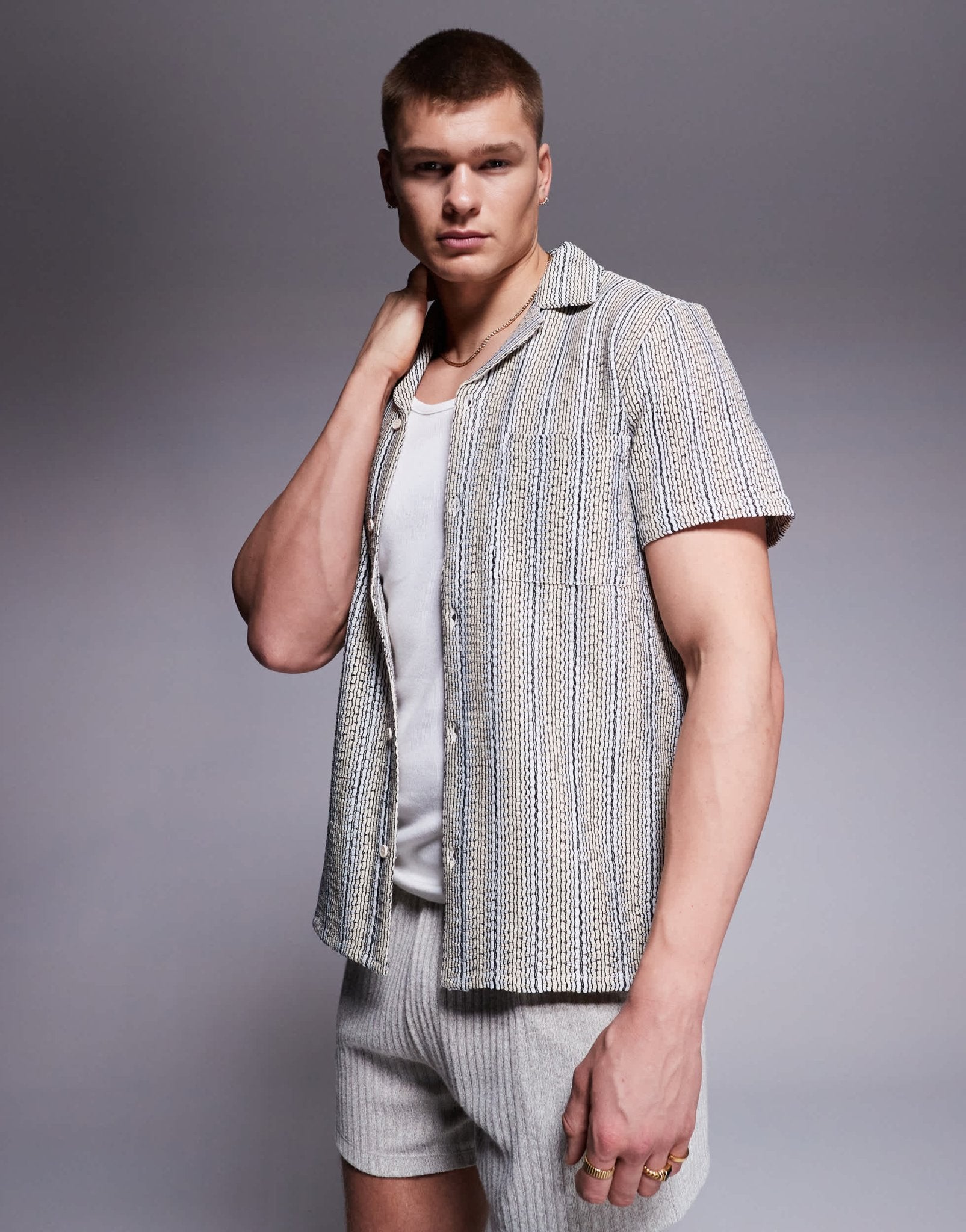 South Beach knitted short sleeve beach shirt in multi - ASOS Sample Sale EU Store