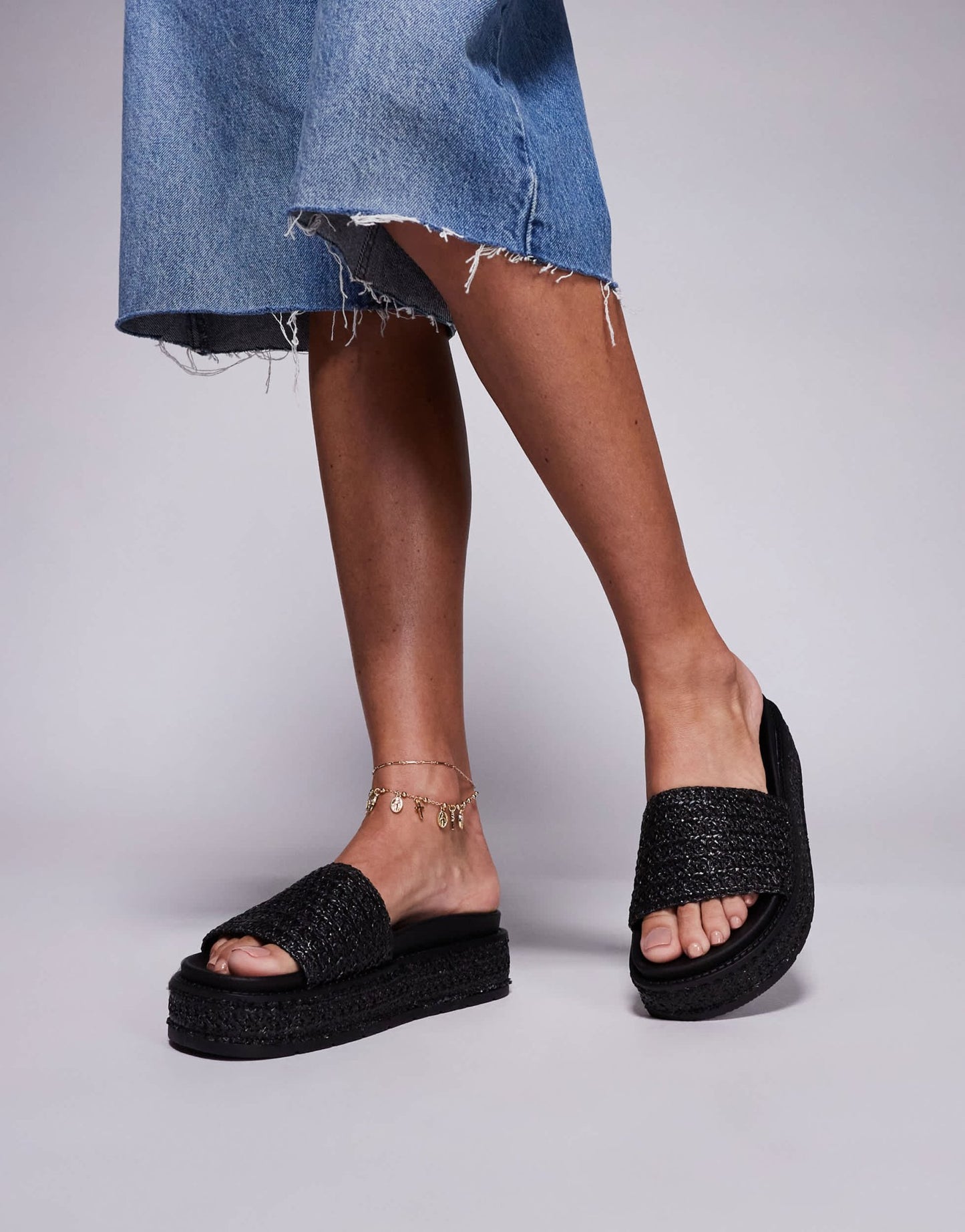South Beach Platform Sandal in Black Raffia - ASOS Sample Sale EU Store