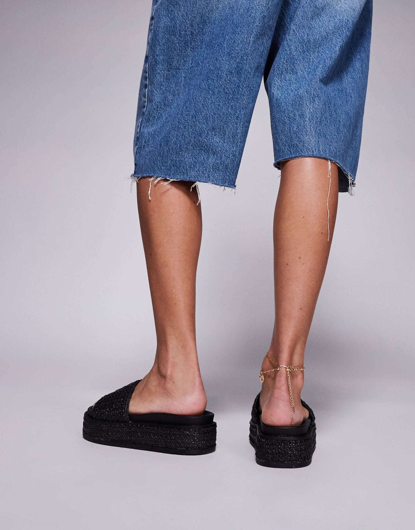 South Beach Platform Sandal in Black Raffia - ASOS Sample Sale EU Store