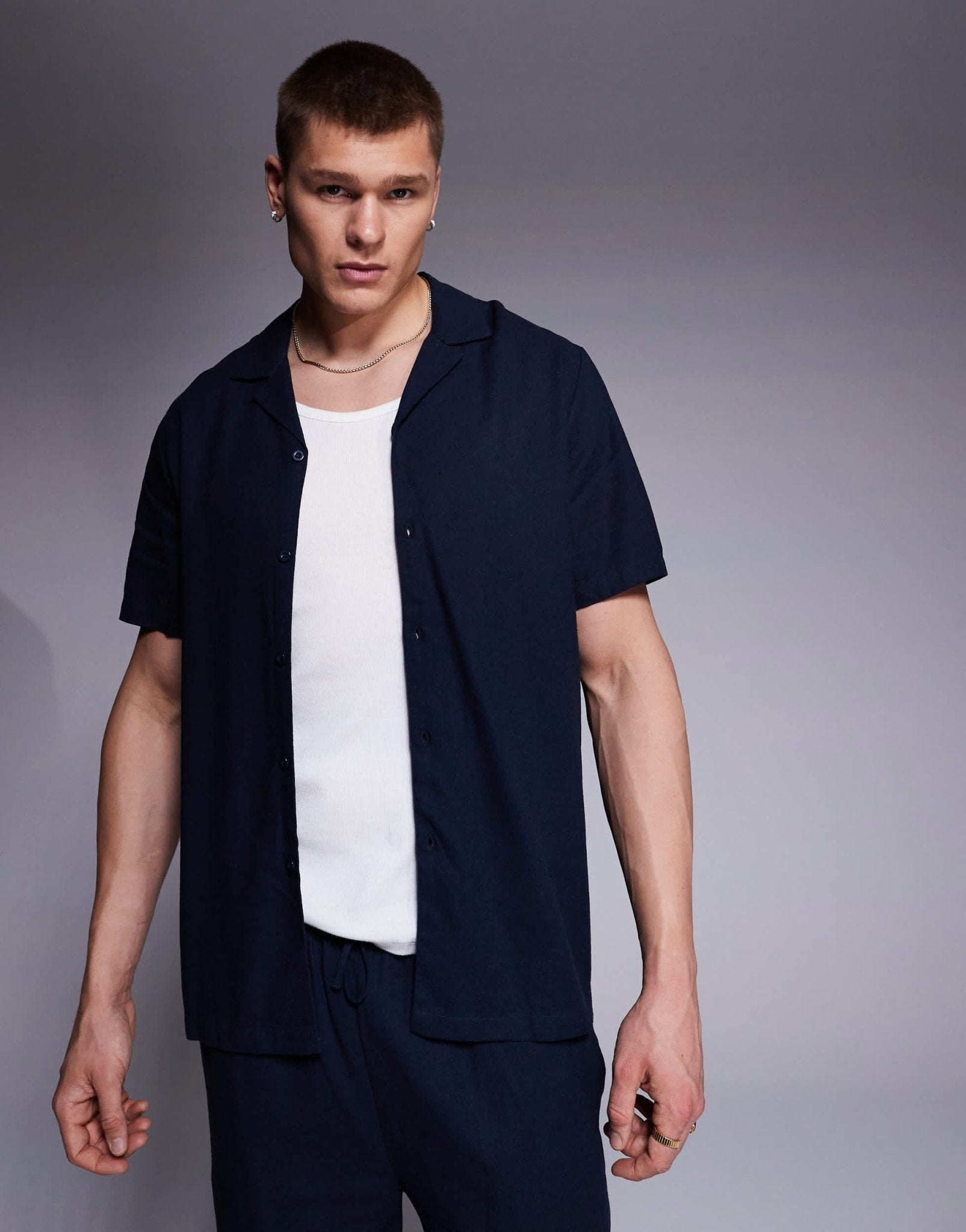 South Beach short sleeve beach shirt in slate blue - ASOS Sample Sale EU Store