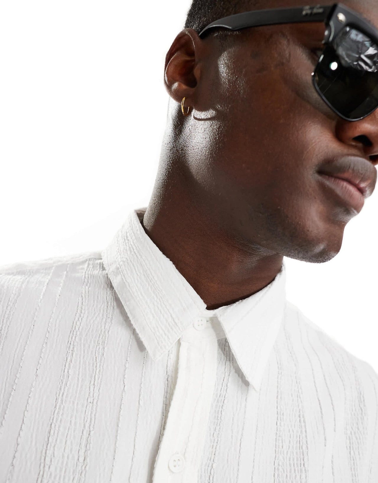 South Beach textured long sleeve beach shirt in white - ASOS Sample Sale EU Store