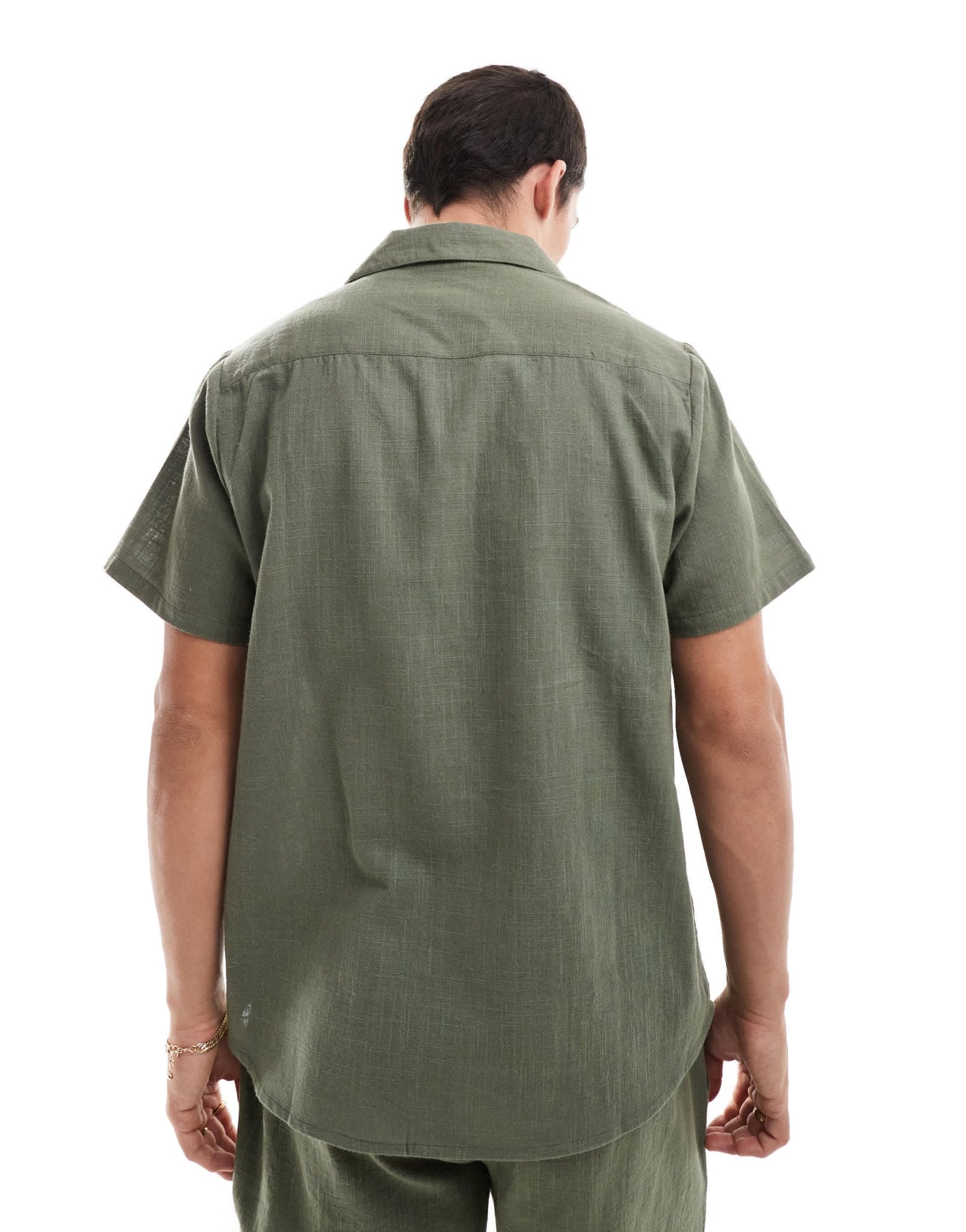 South Beach textured weave short sleeve beach shirt in olive - ASOS Sample Sale EU Store