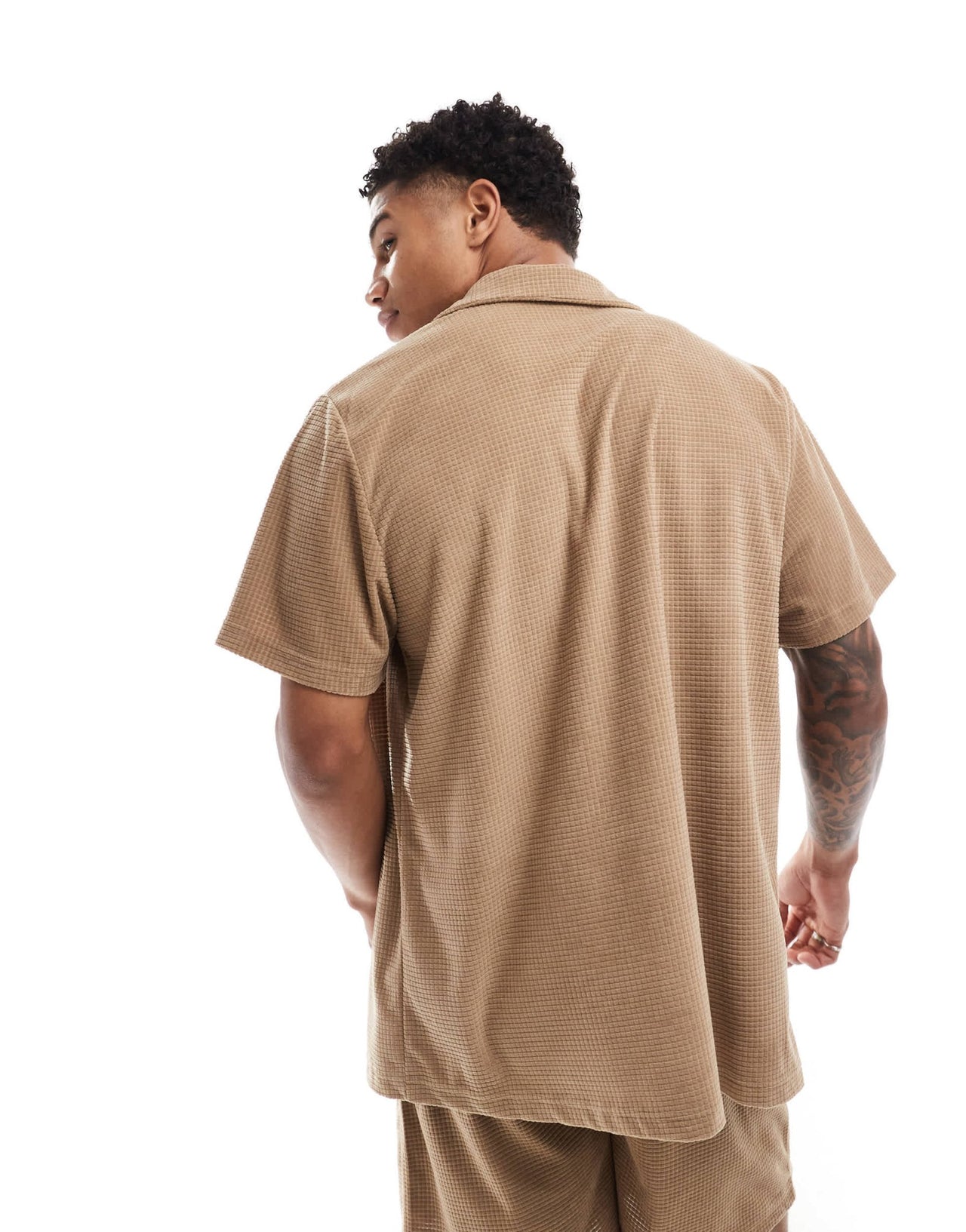 South Beach waffle towelling beach shirt co - ord in tan - ASOS Sample Sale EU Store