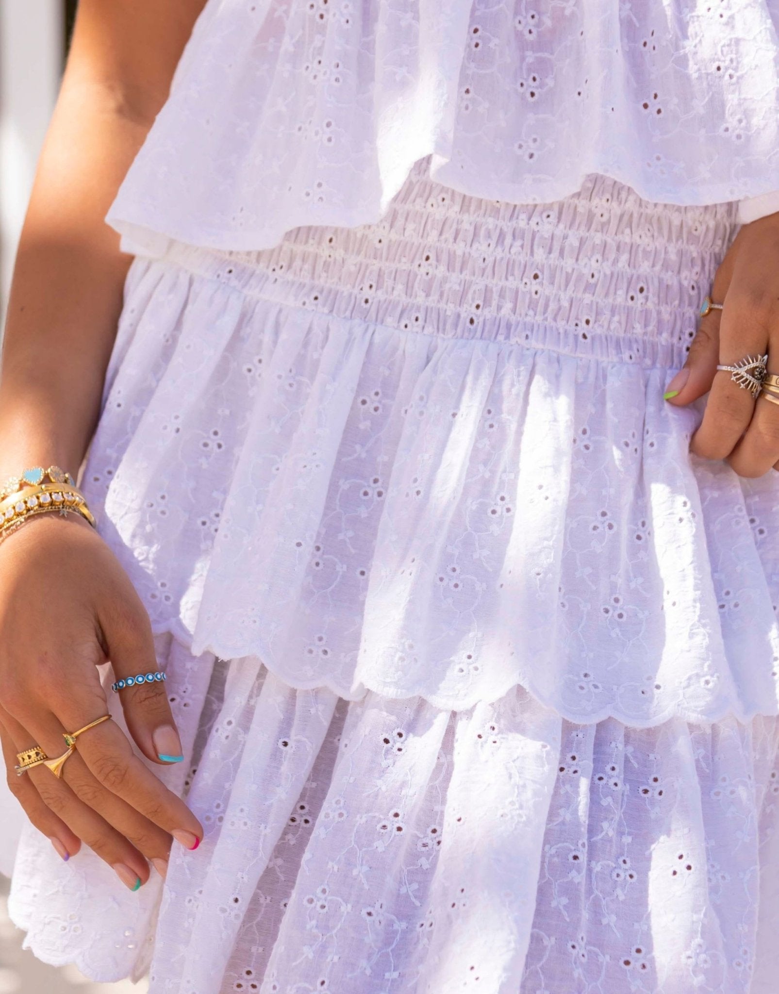 South Beach x Misha Grimes broderie frill mini beach skirt co - ord in white - ASOS Sample Sale EU Store