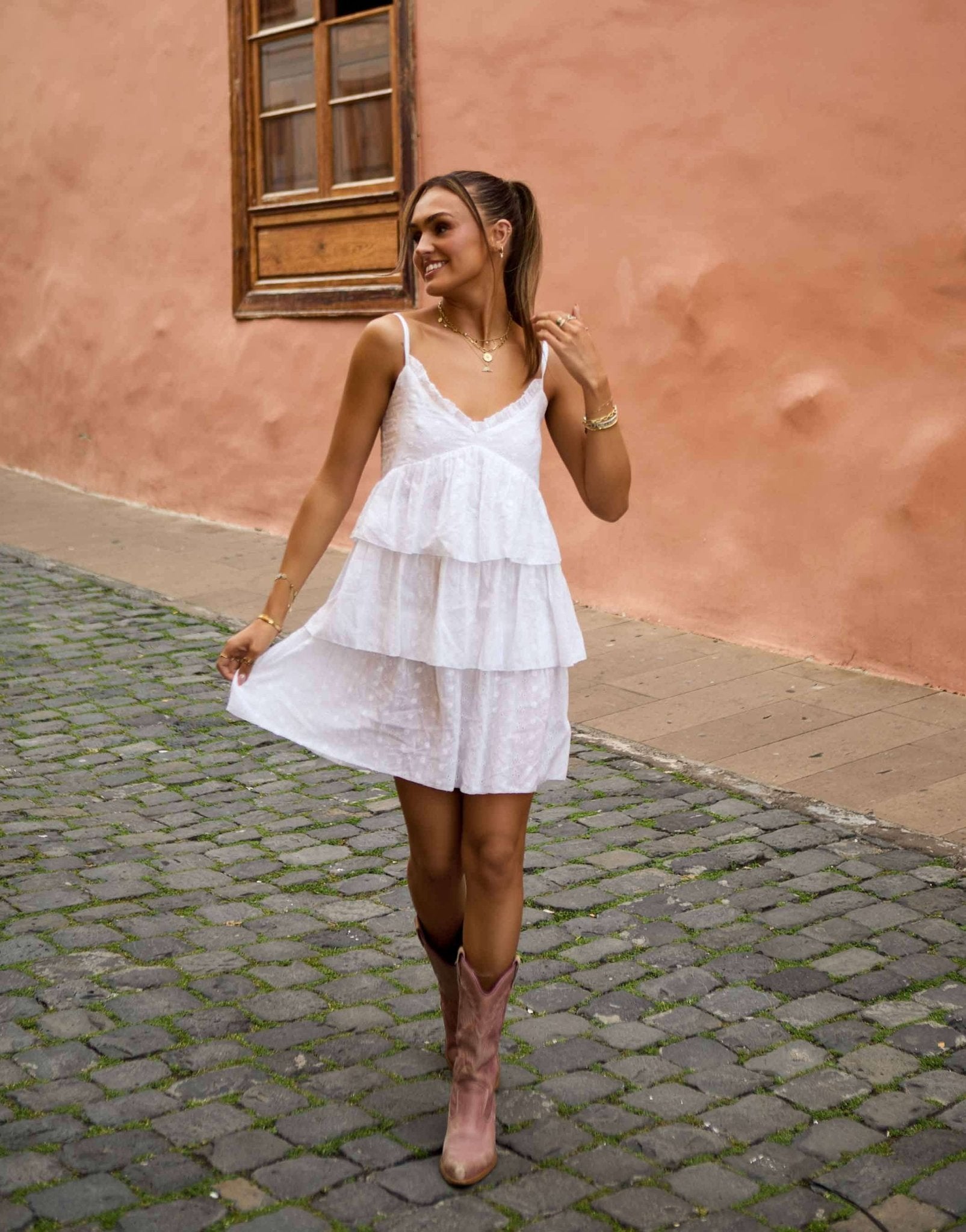 South Beach x Misha Grimes broderie tiered mini beach dress in white - ASOS Sample Sale EU Store